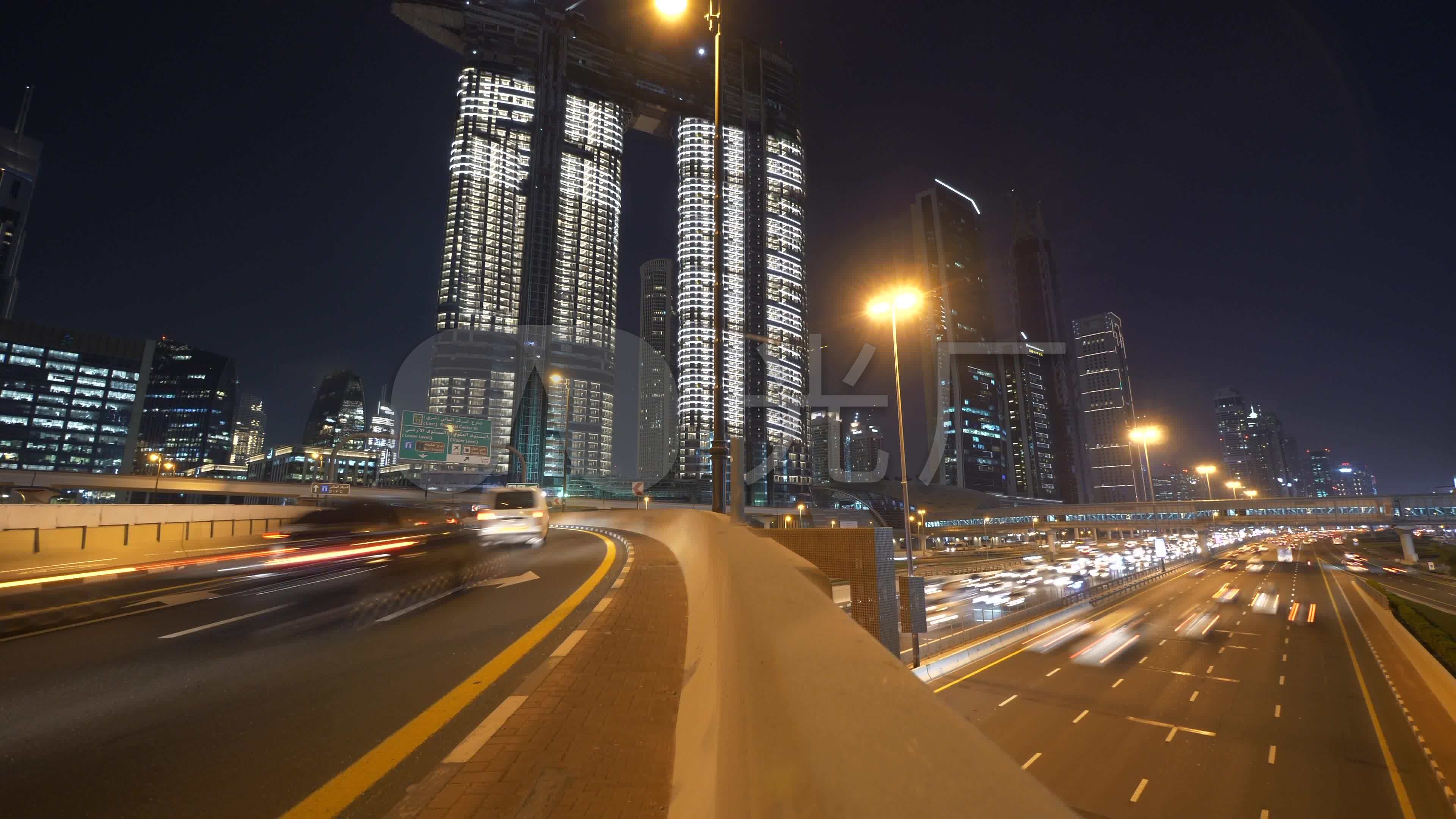 夜间交通城市道路_3840x2160_高清视频素材下载(编号