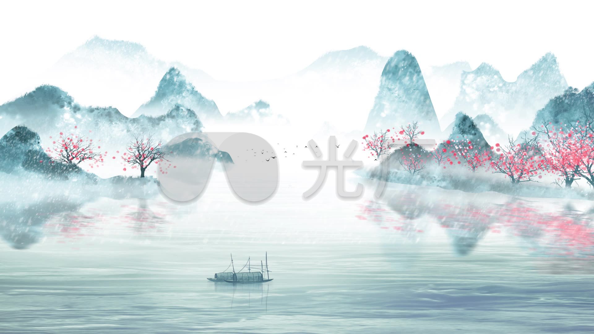 中国风水墨山水文化古风美景背景视频