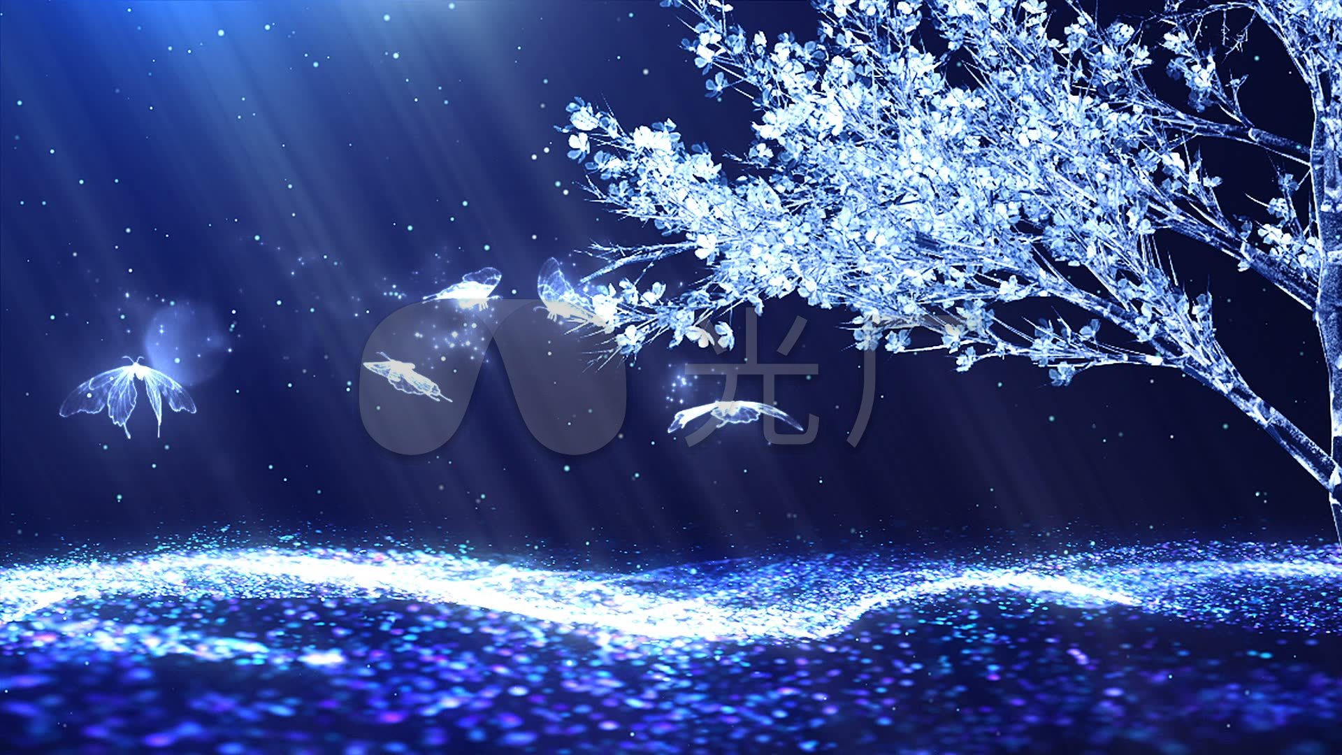 【原创】唯美梦幻冰雪节水晶树蝴蝶飞舞