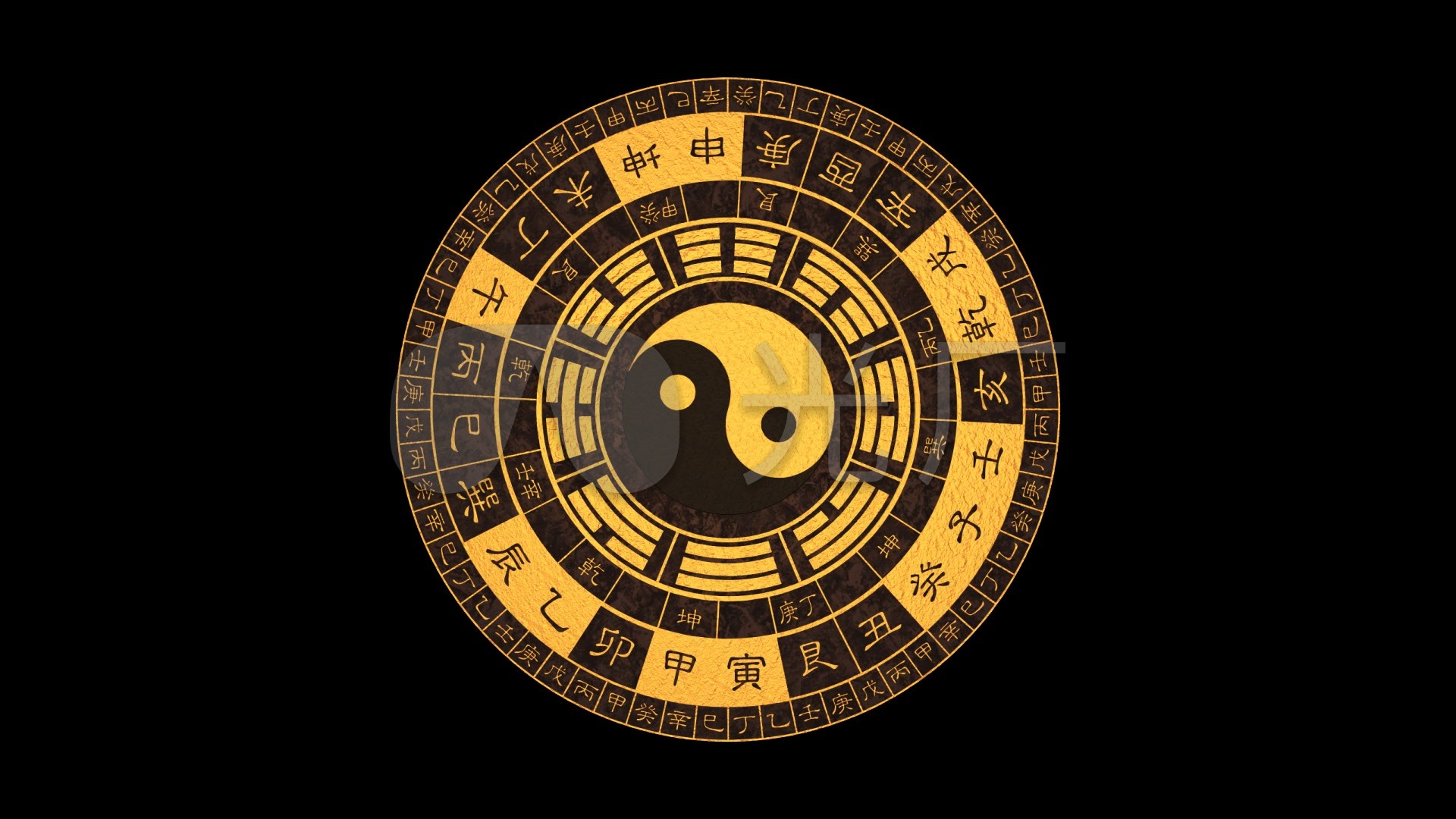 太极八卦罗盘金色_1920x1080_高清视频素材下载(编号:3418015)_影视