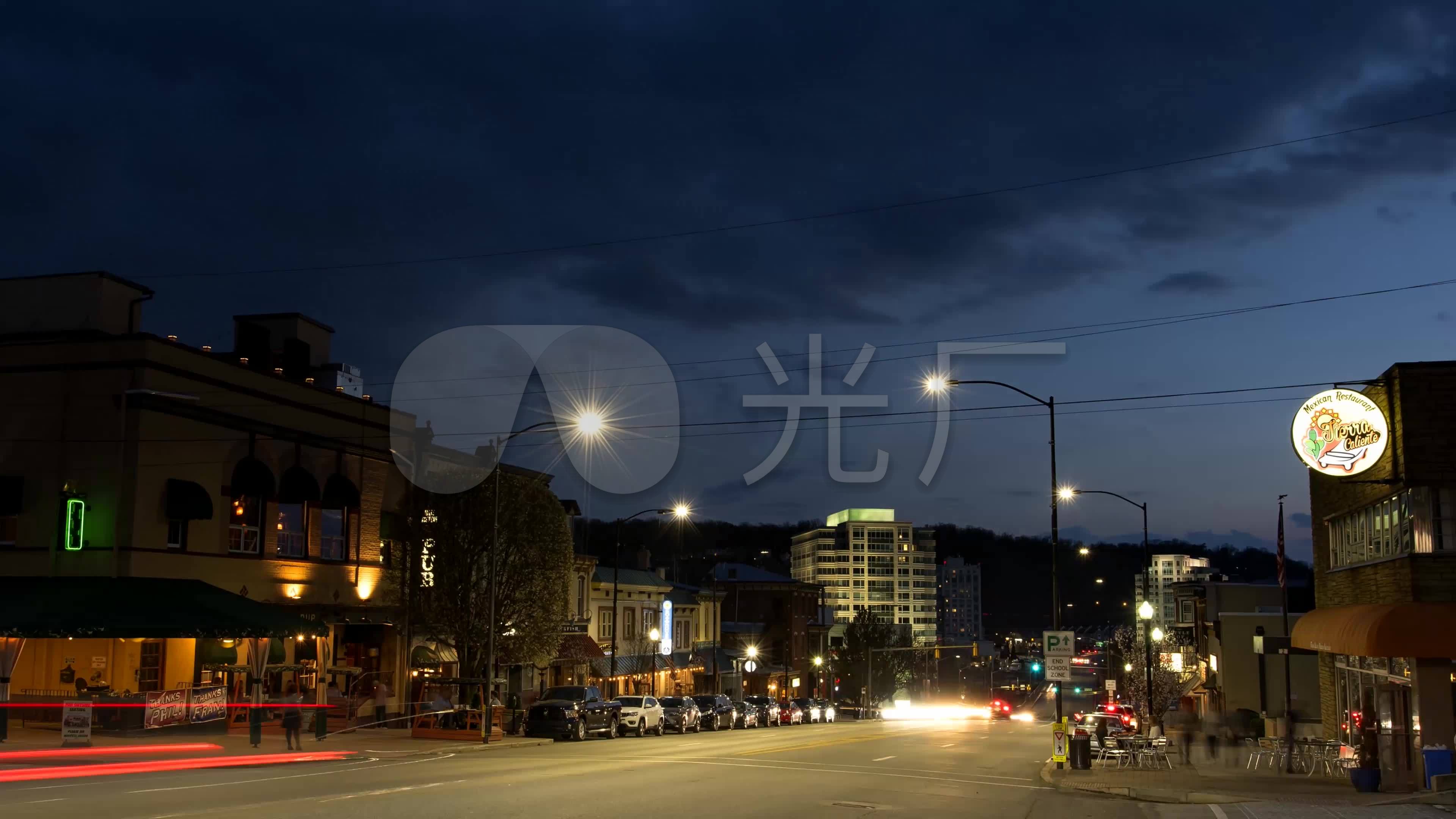 欧洲小镇夜景延时