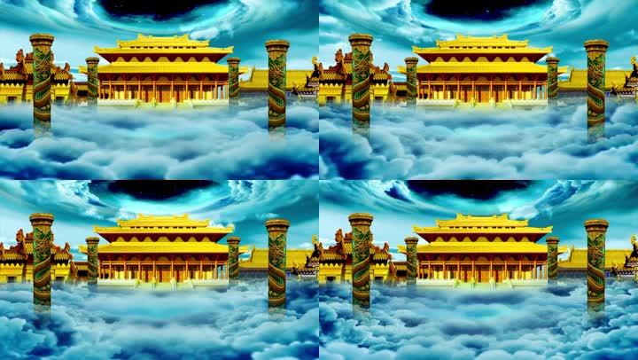 中国风中式建筑古代建筑天宫天庭宫殿仙境仙界龙柱柱子神仙神话玄幻