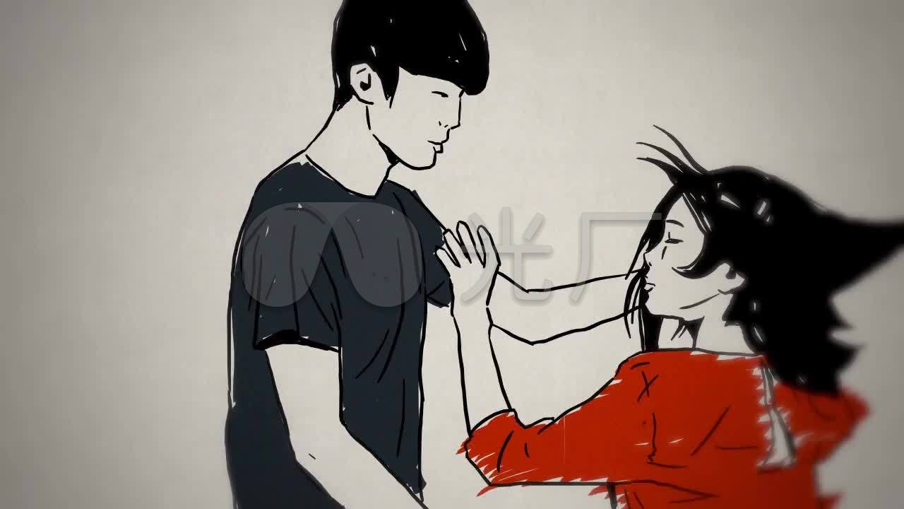 创意爱情铅笔定格动画情侣失恋珍惜分手