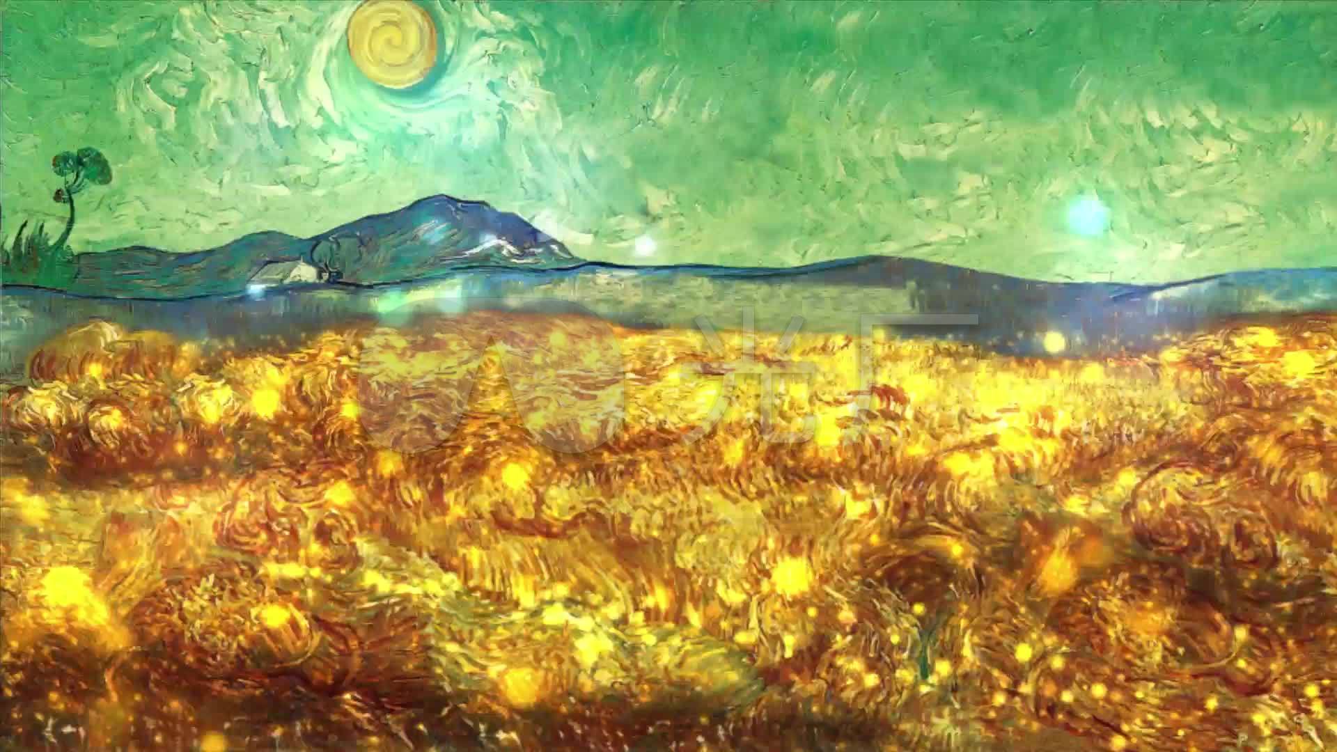油画1920x1080,油画壁纸1920x1080 梵高艺术麦田星空稻草堆油画背景_1920x1080_高清视频
