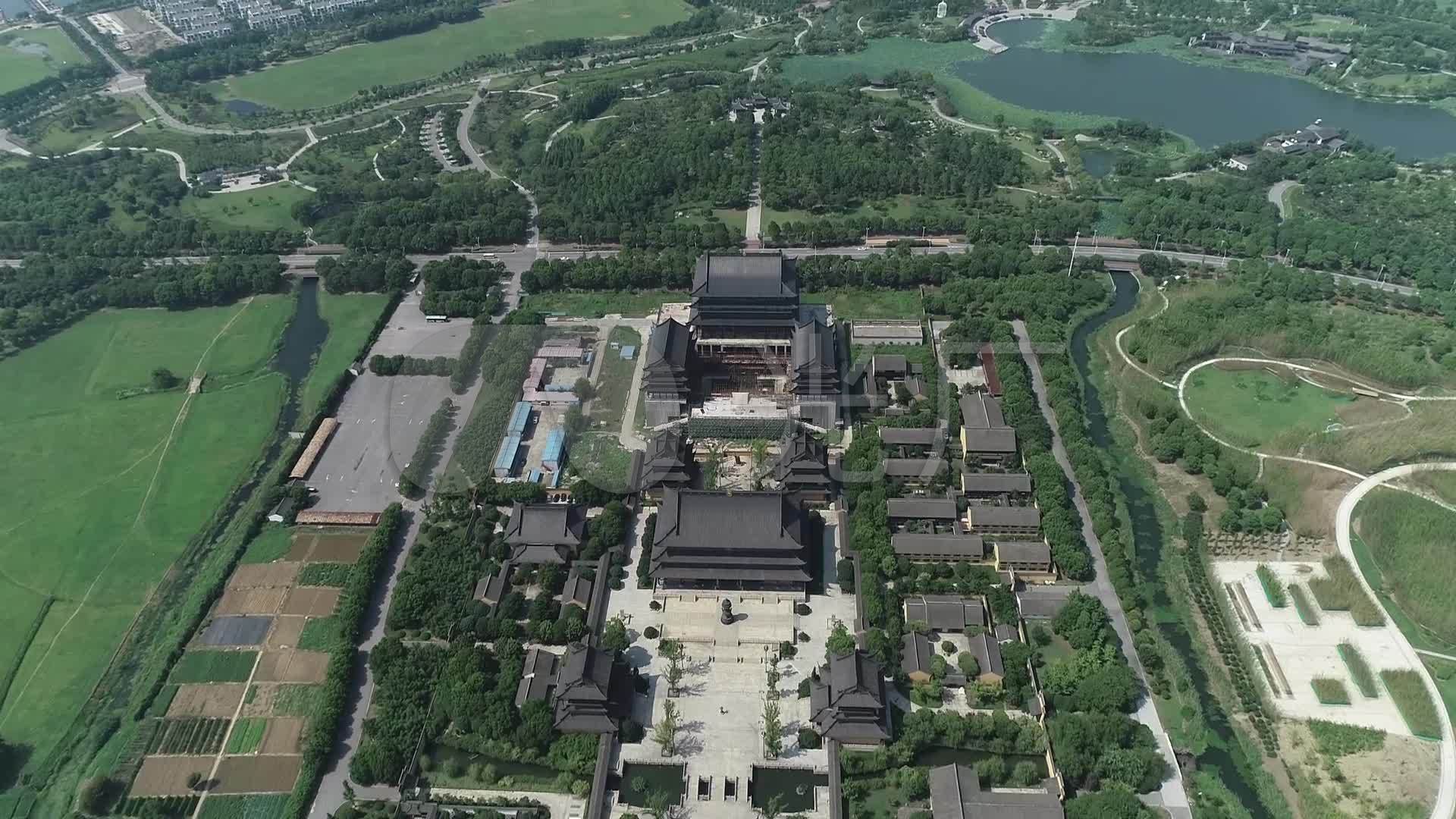 苏州阳澄湖重元寺寺庙航拍