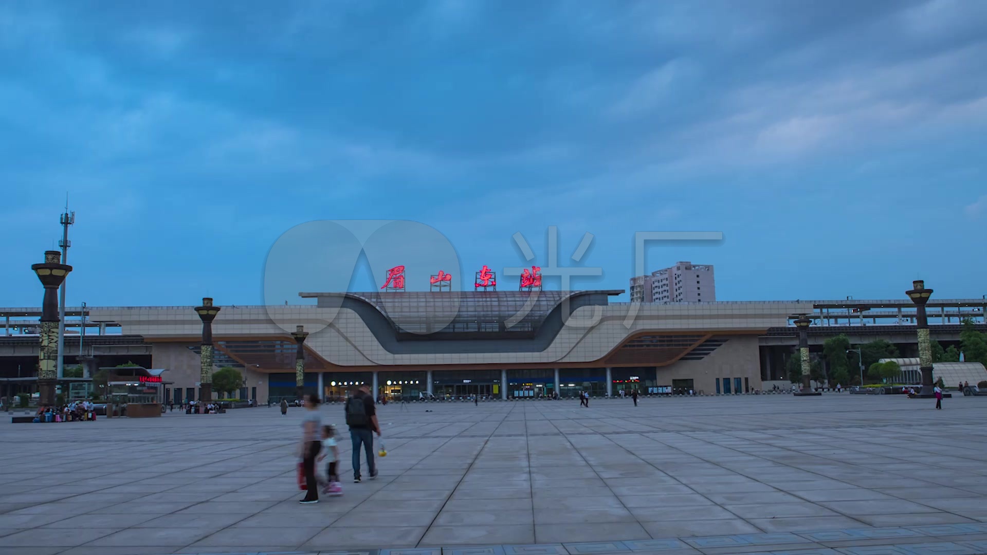 眉山东站广场大范围延时摄影视频