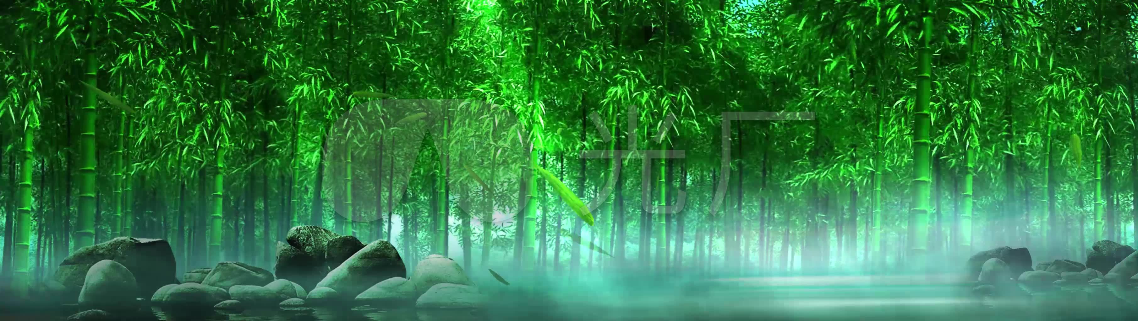 唯美竹林河边流水led舞台背景
