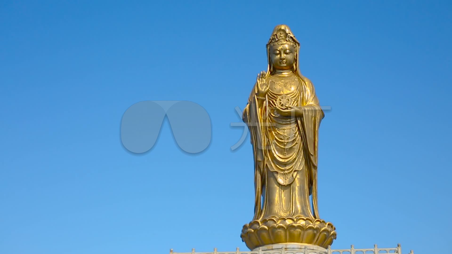观音佛像视频浙江舟山普陀山南海观音铜像_视频素材包