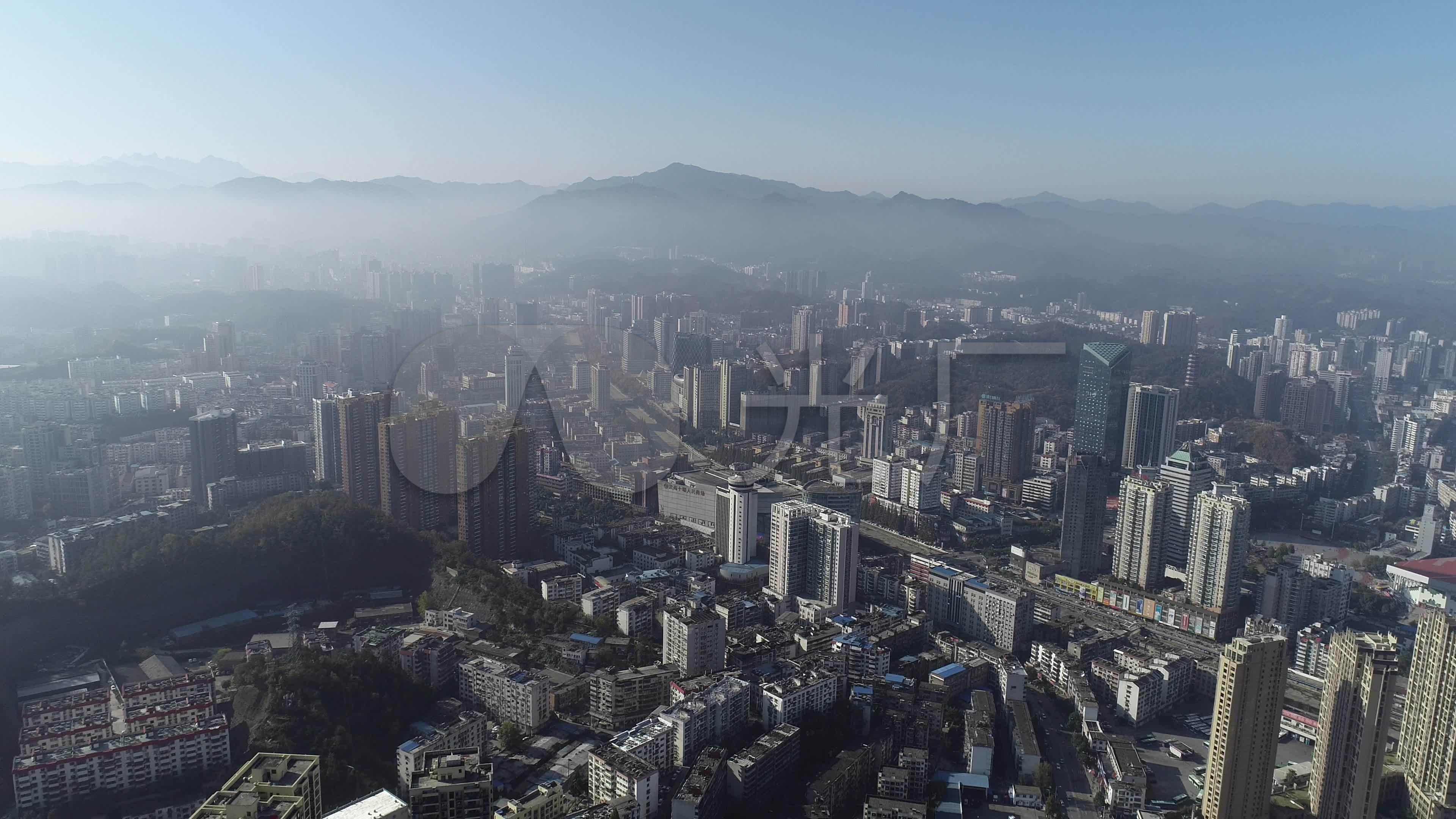航拍十堰城市建筑原始素材4k