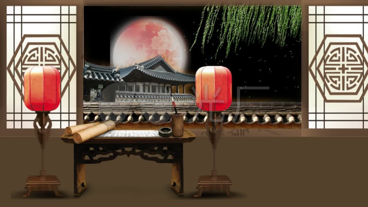月上柳梢头古风_1280x720_高清视频素材下载(编号:3495379)_舞台背景
