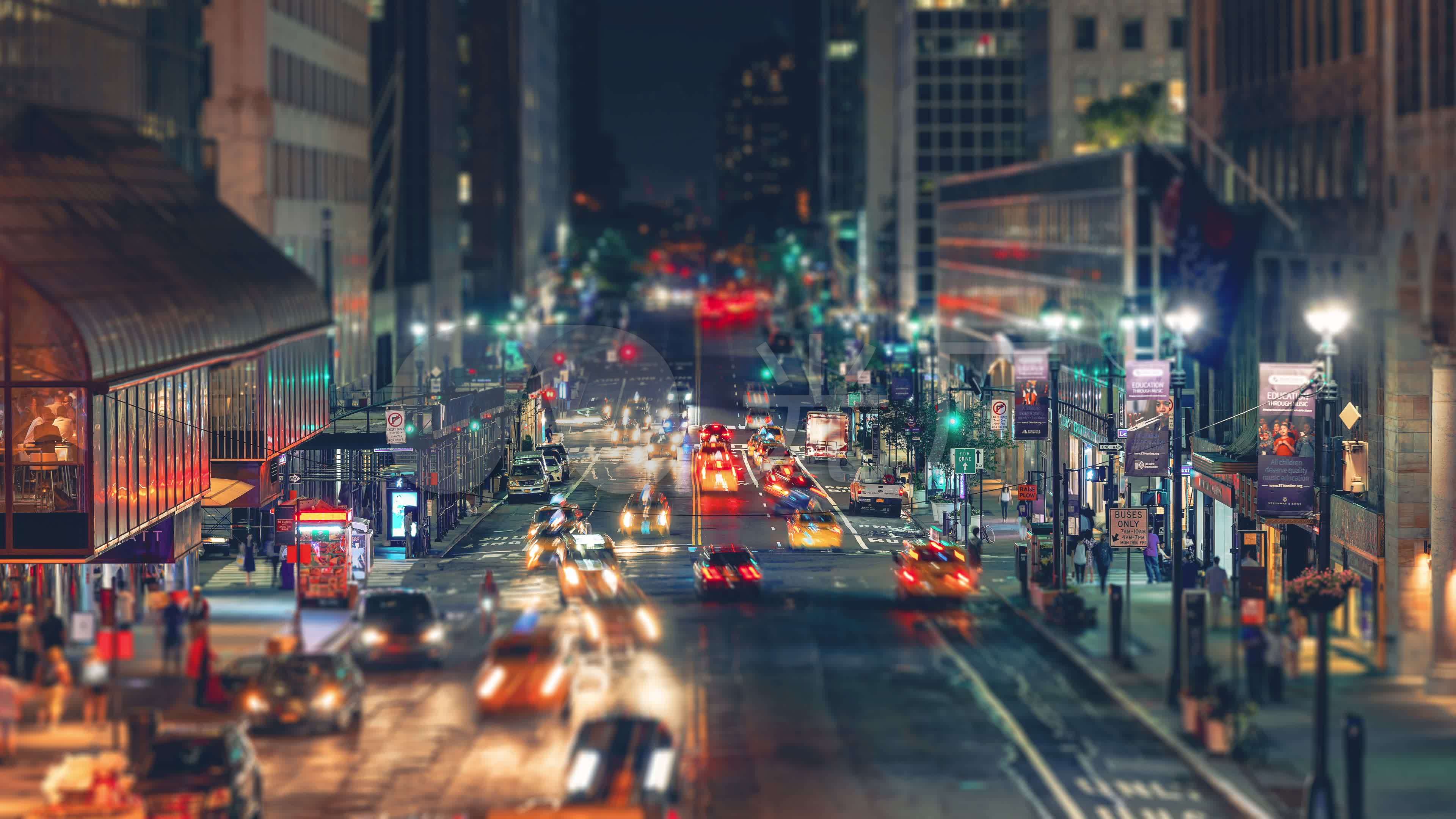 夜间交通城市道路车水马龙_4096x2160_高清视频素材