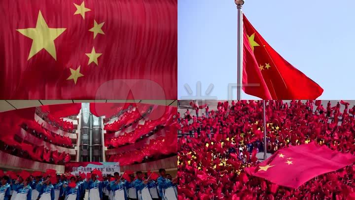 超震撼国旗海洋学生挥舞国旗建党建国爱国