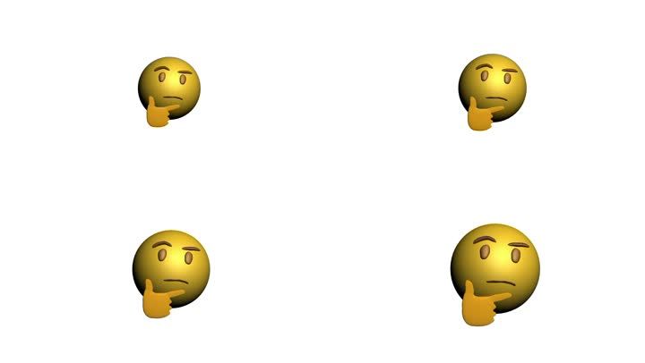 思考 表情 表情包 emoji 卡通 3d模型 可爱 人脸
