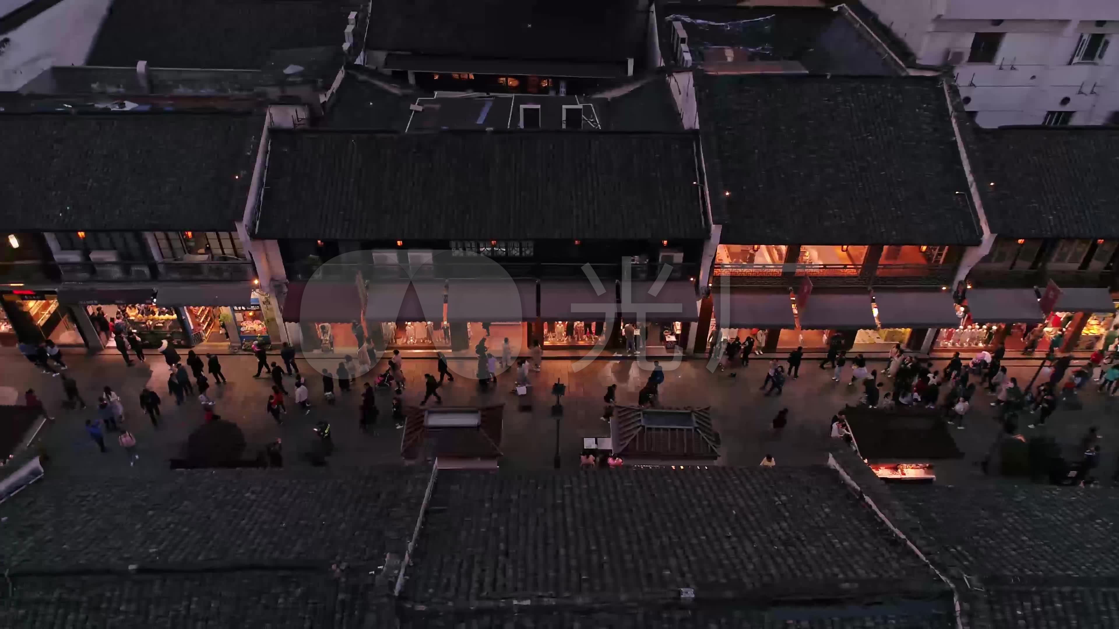 杭州南宋御街清河坊夜景航拍4k(6组素材_视频素材包下载(编号:3534022
