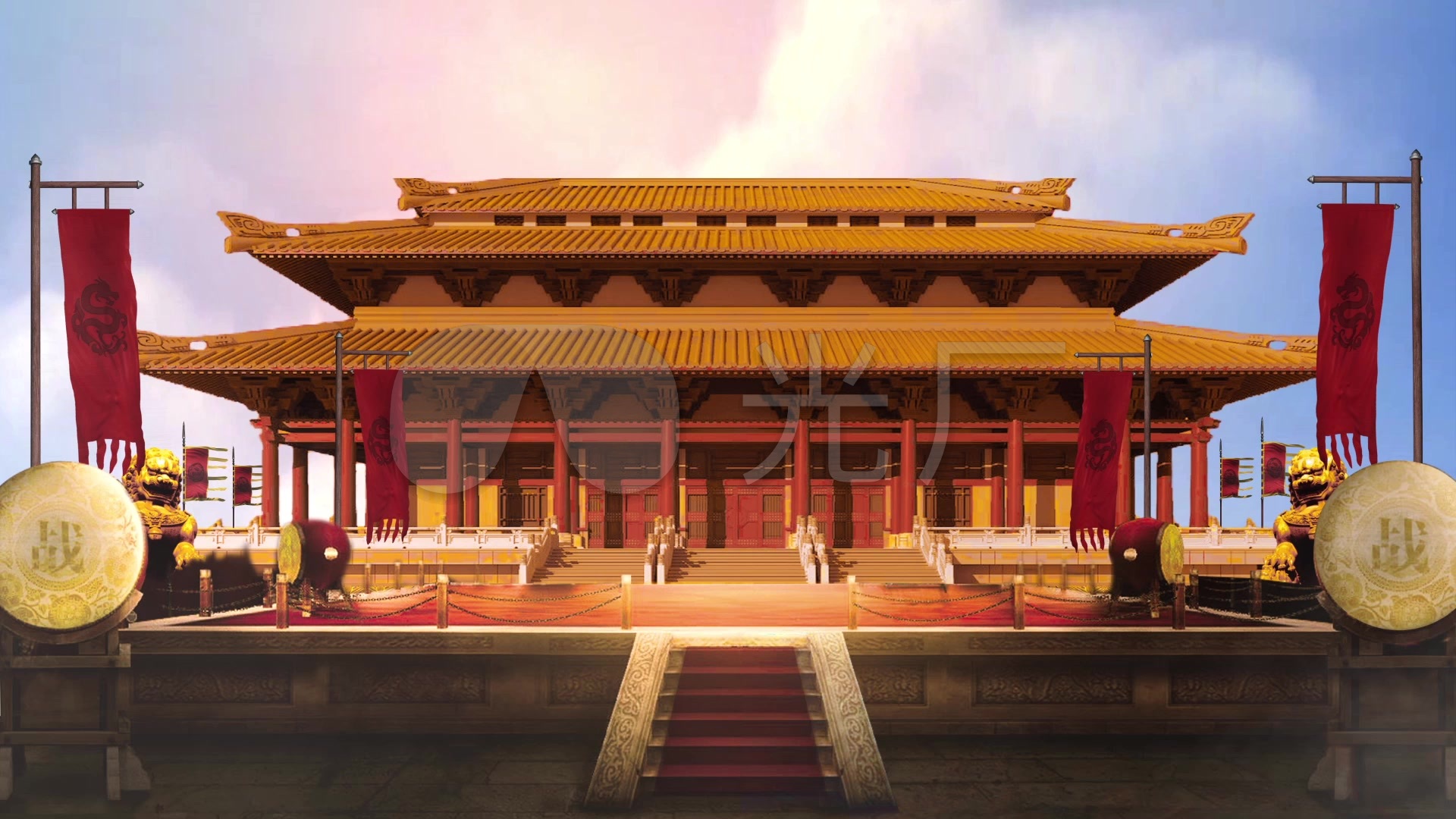古代宫殿点兵点将台场景_1920x1080_高清视频素材下载