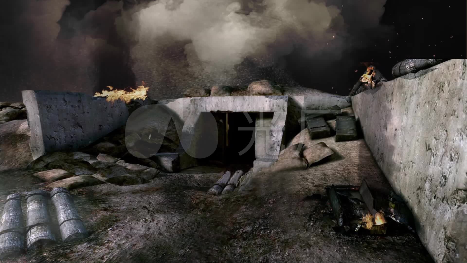 战斗掩体战争场景_1920x1080_高清视频素材下载(编号