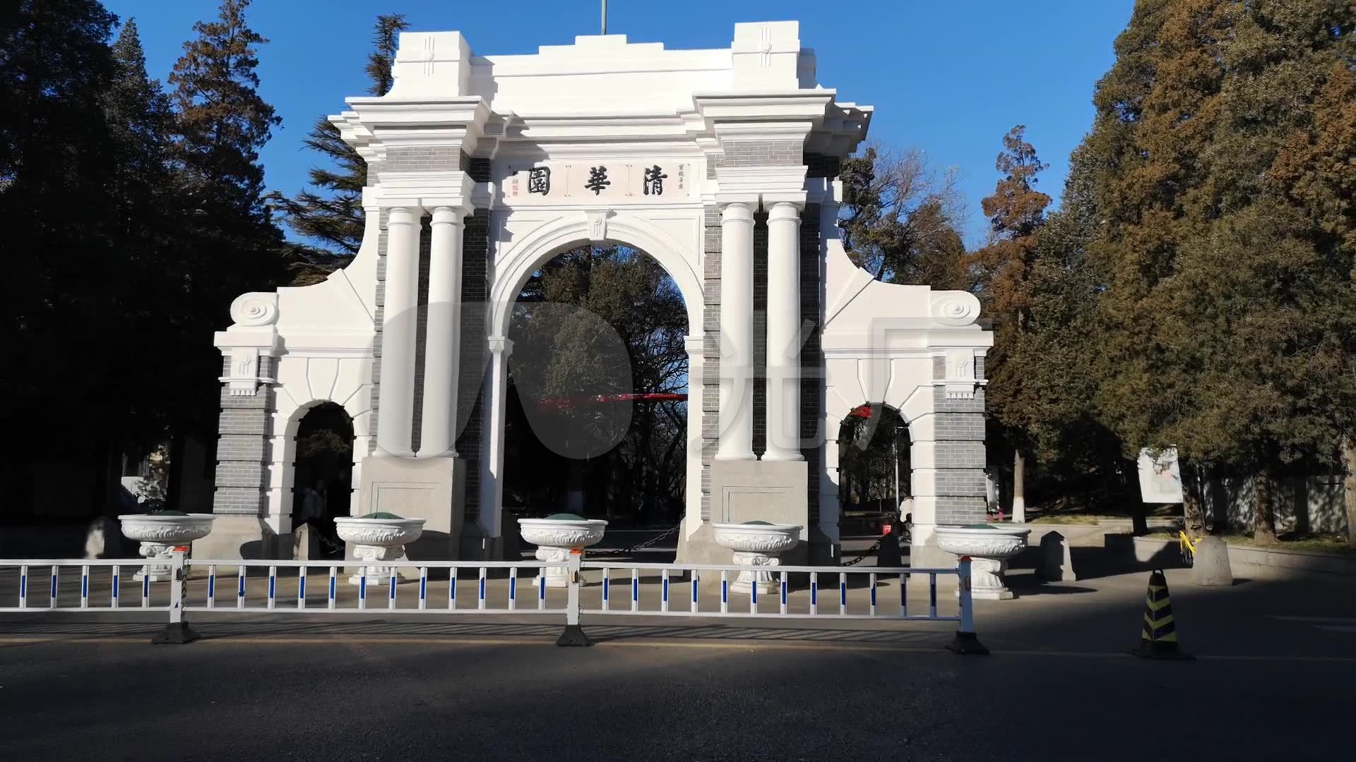 清华大学清华门实拍冬日蓝天视频素材_1920x1080_高清视频素材下载