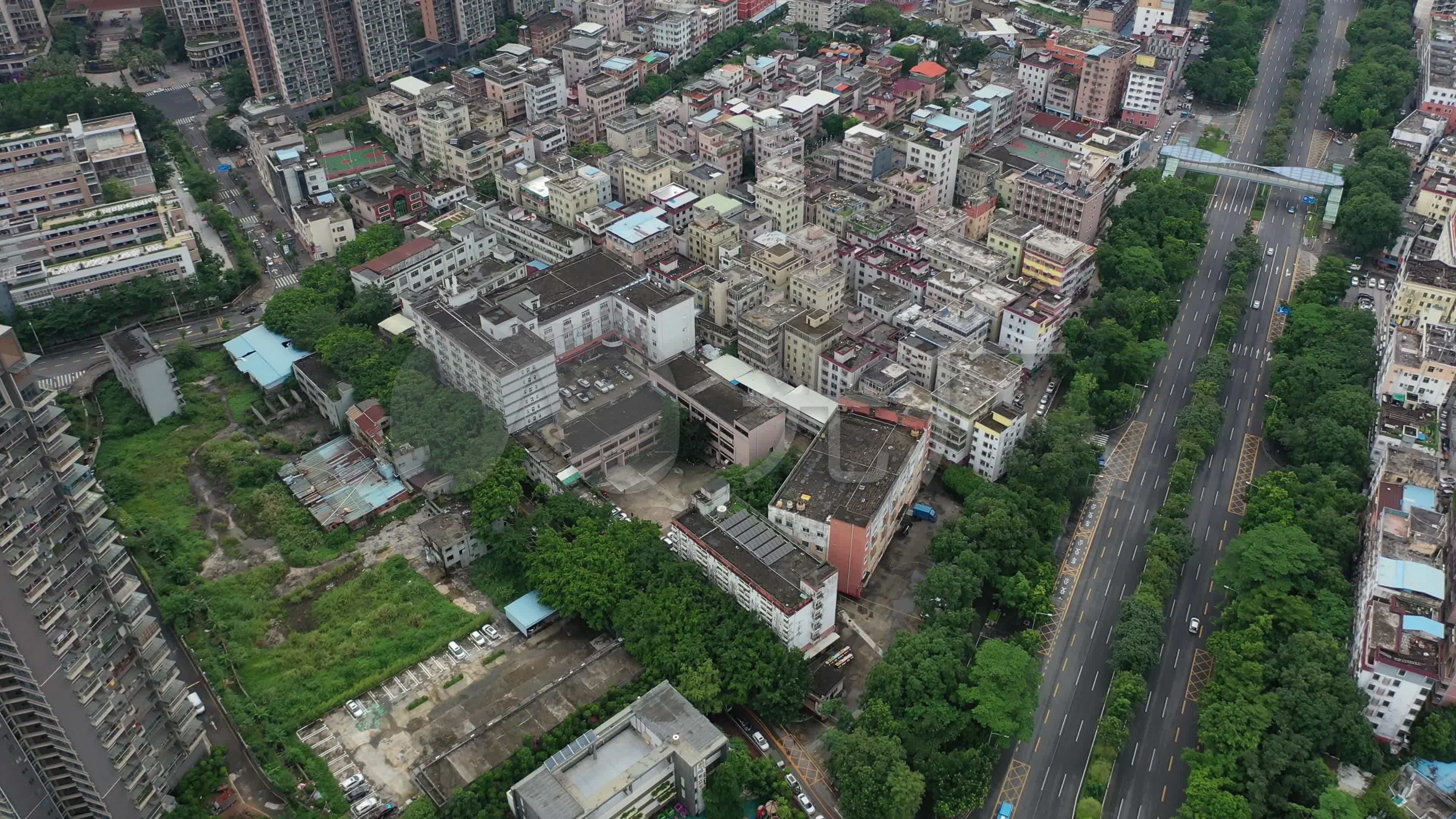 无人机航拍深圳龙城街道城中村建筑道路景观