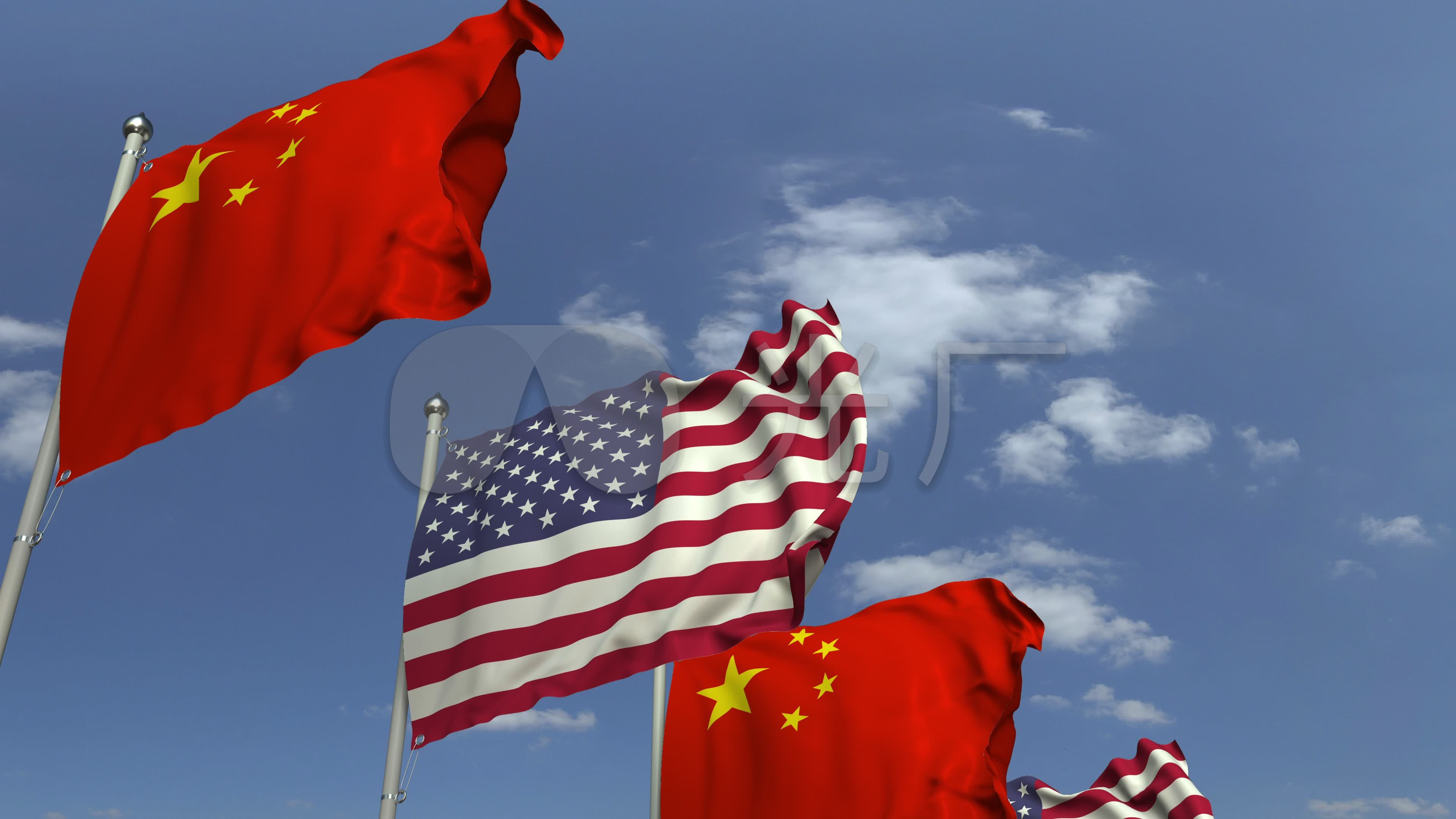 【4k】中国和美国国旗循环素材