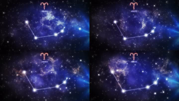 4k白羊座星座粒子星云动画
