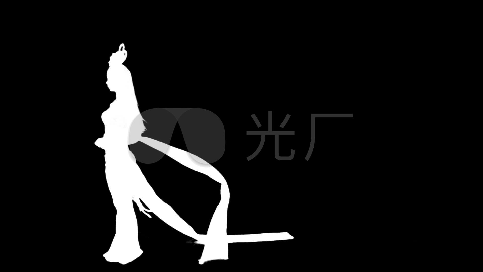 古装美女剪影迎着风向前走(透明背景)_1920x1080_高清视频素材下载