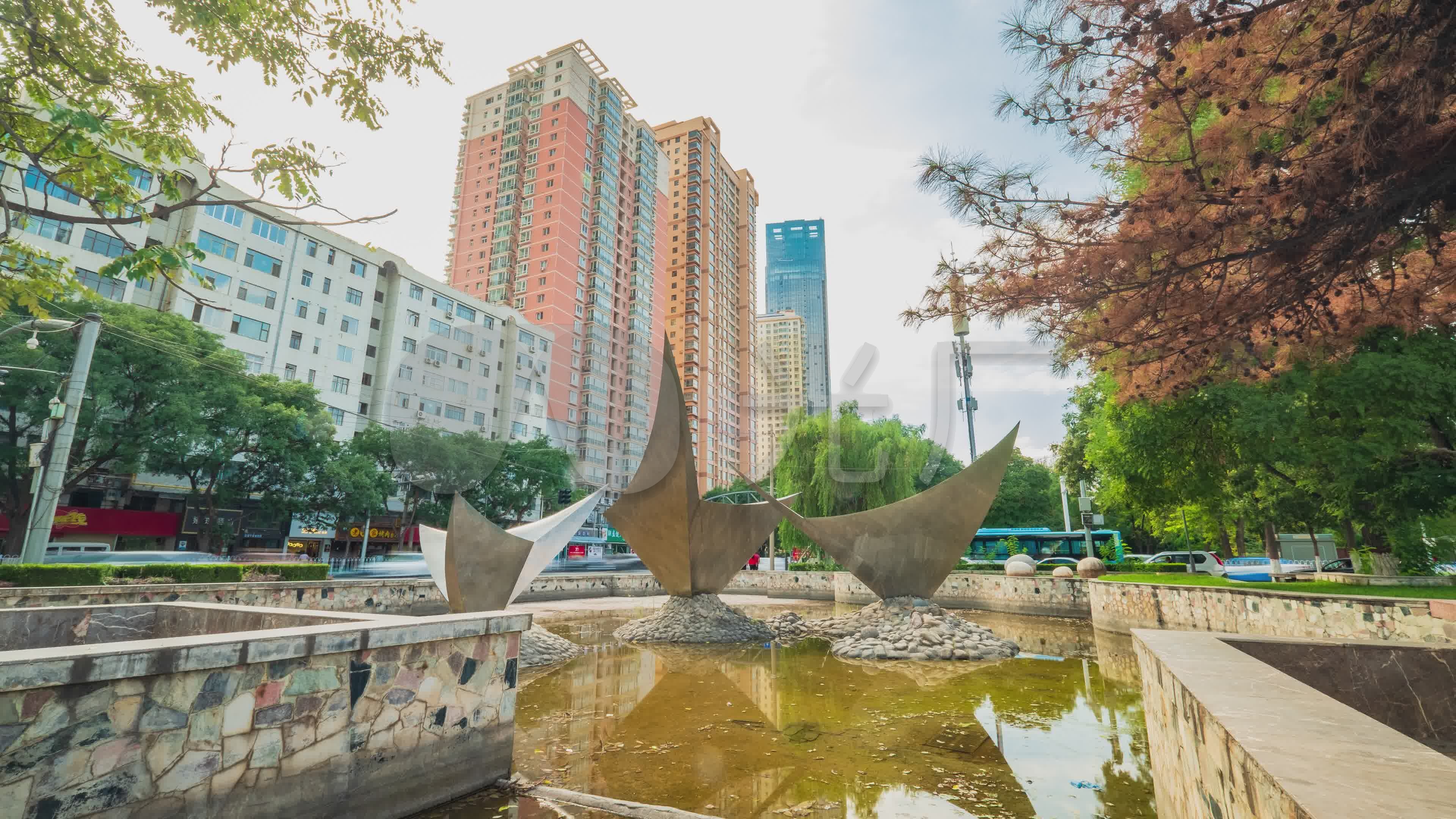 兰州平沙落雁雕塑延时摄影_3840x2160_高清视频素材