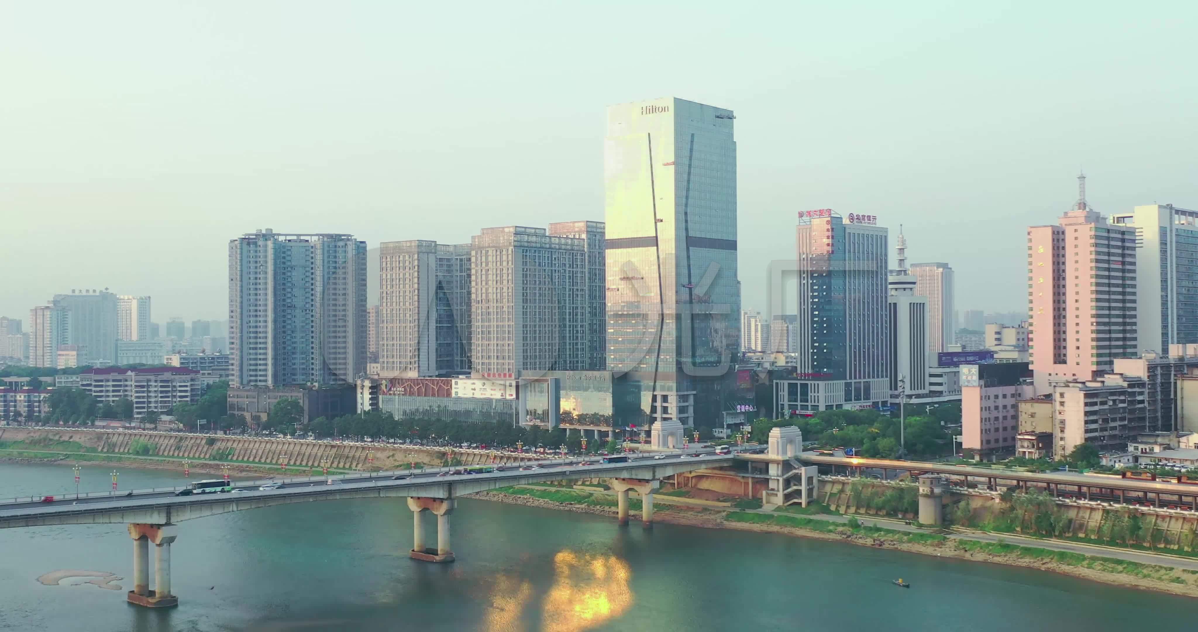 株洲市中心及江景_4096x2160_高清视频素材下载(编号