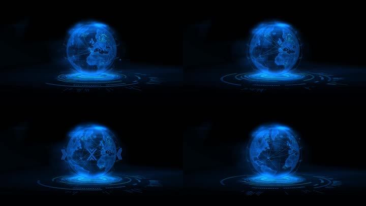 蓝色全息投影科技地球视频_1920x1080_高清视频素材