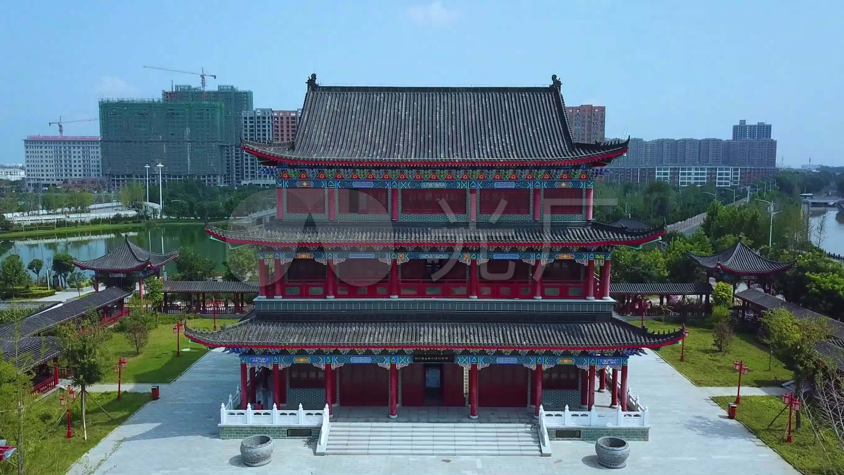 超清4k航拍:河南尉氏文姬楼揽胜阁