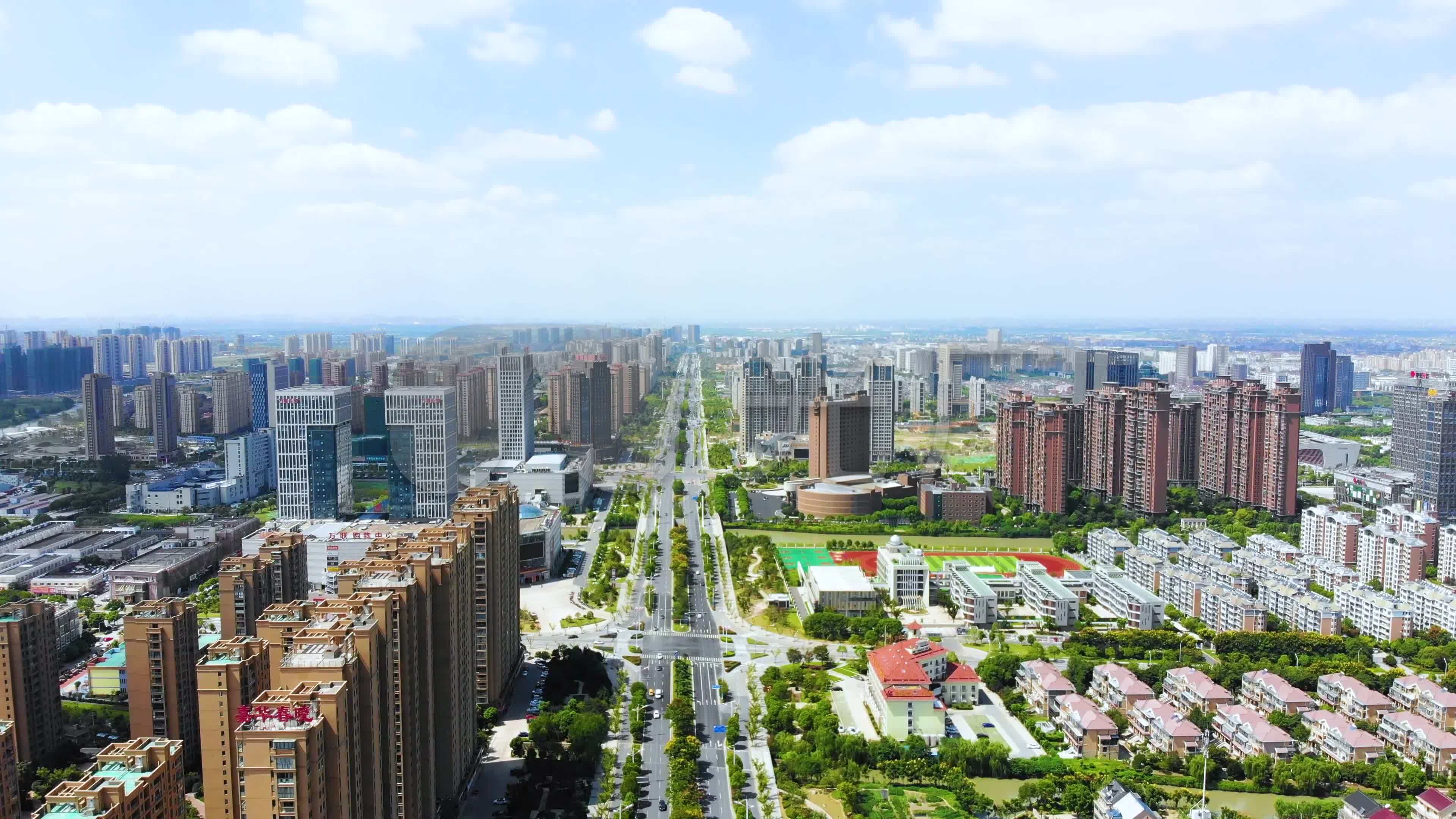 嘉善县全景航拍_3840x2160_高清视频素材下载(编号:)