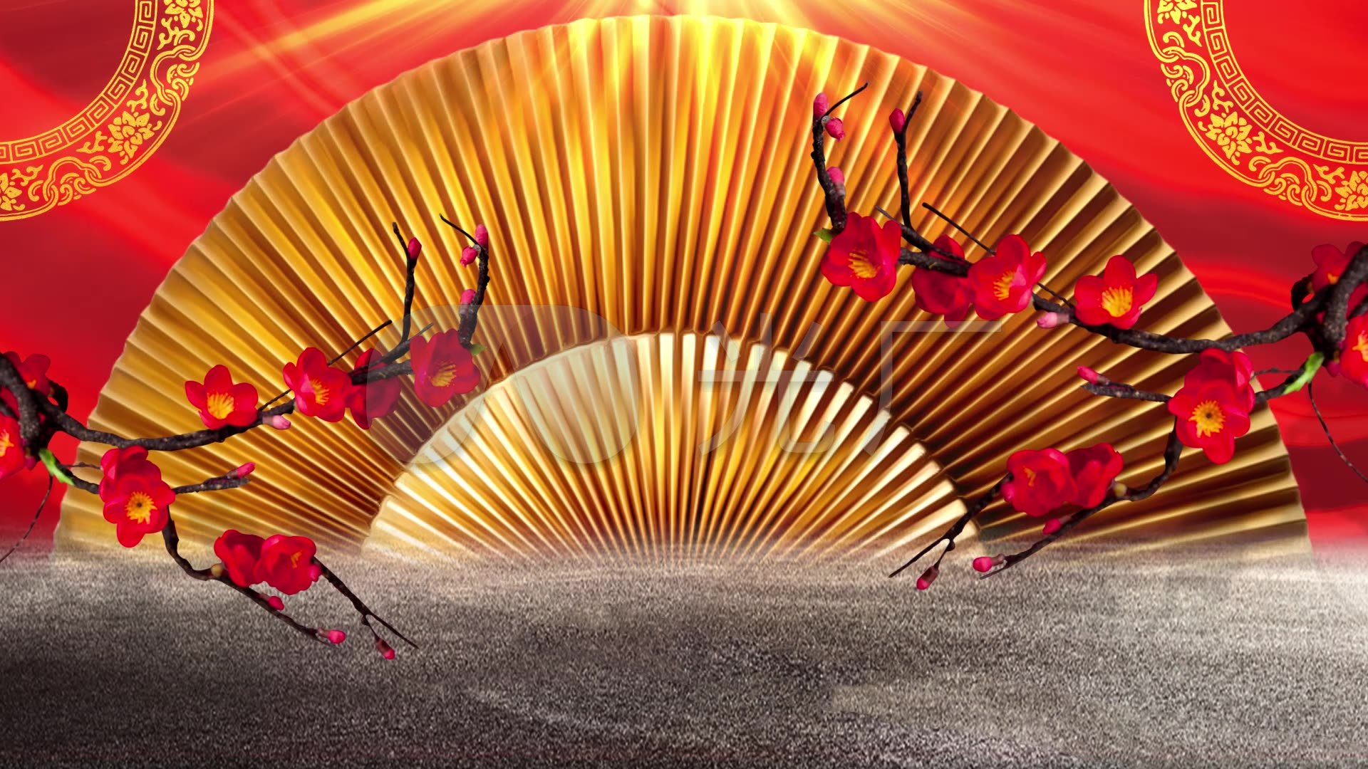 中国风戏曲小品相声折扇led背景视频_1920x1080_高清视频素材下载