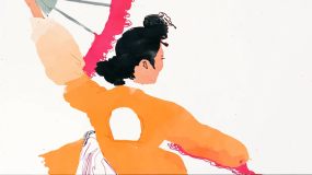 水彩动画朝鲜族韩国风土人情歌舞动画视频素材