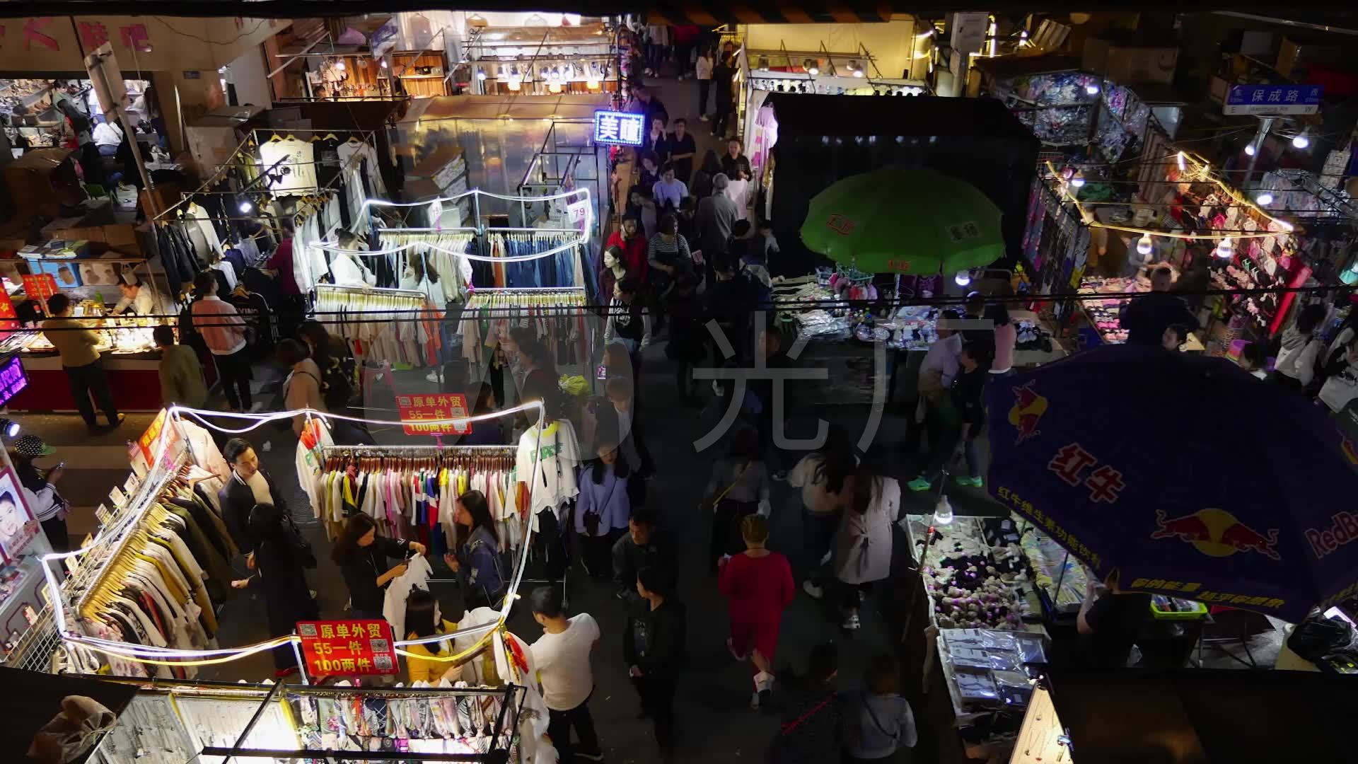 城市小商品夜市地摊延时摄影