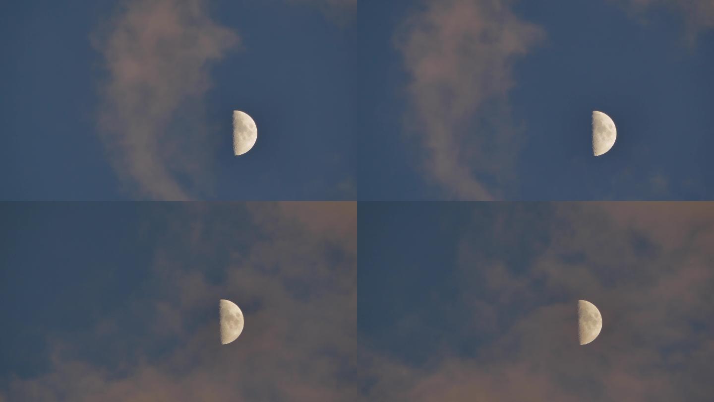 云雾遮盖月亮半月素材4k_3840x2160_高清视频素材下载