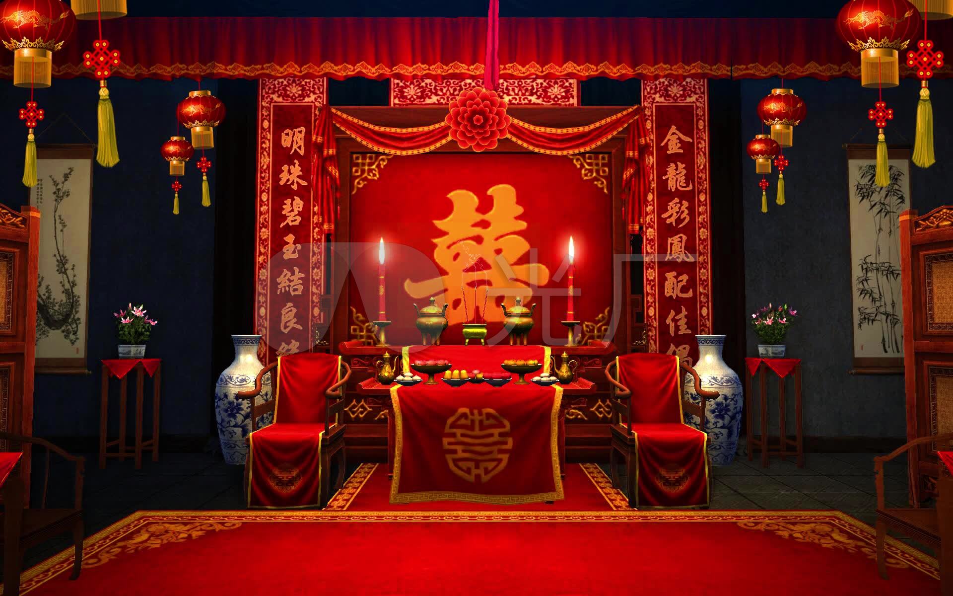 中式婚礼拜堂成亲_1920x1200_高清视频素材下载(编号