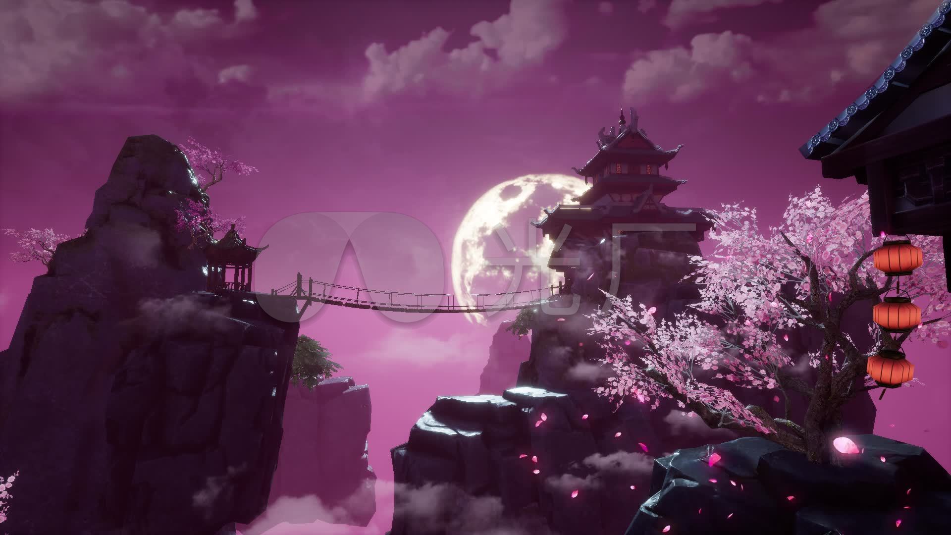1920*1080壁纸高清古风,干净护眼小清新壁纸 古风月下风景_1920x1080_高清视频素材下载(编号:)