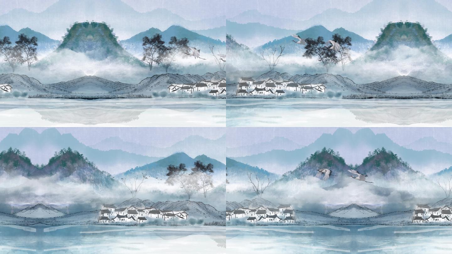 键盘左右键也可以翻页哟画质举报 水乡意境中国风背景视频水墨山水画