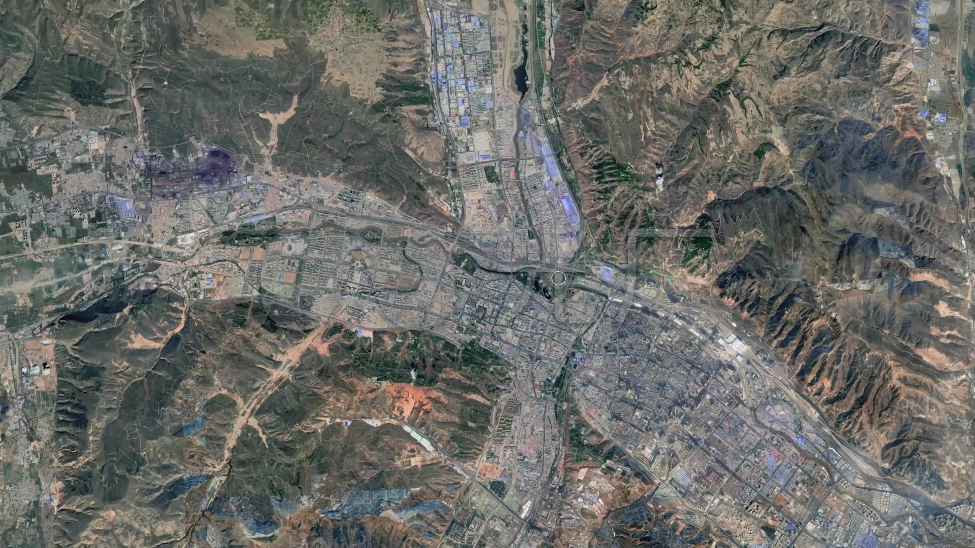 西宁卫星地图定位_3840x2160_高清视频素材下载(编号