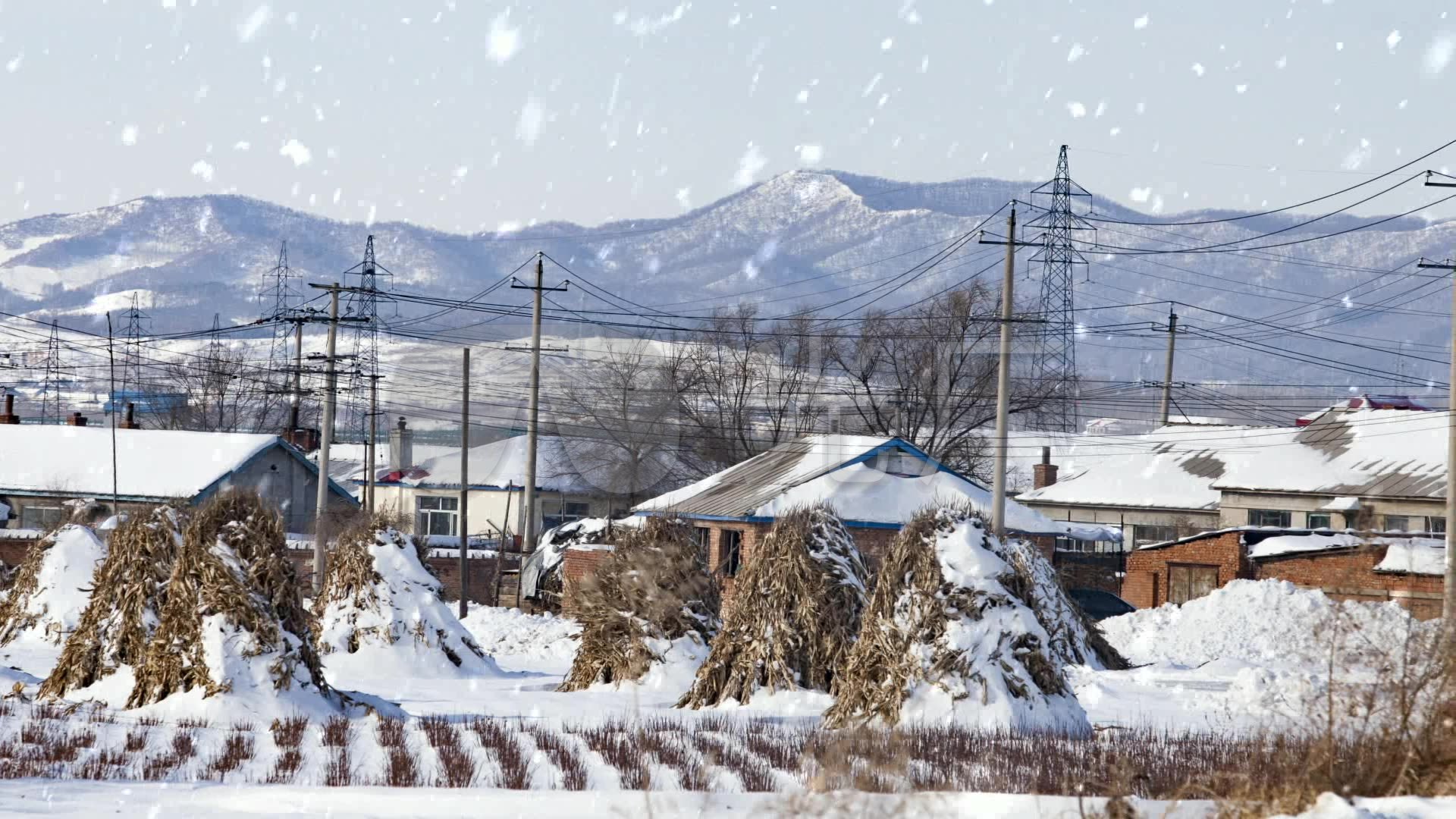 东北农村雪景_1920x1080_高清视频素材下载(编号:)