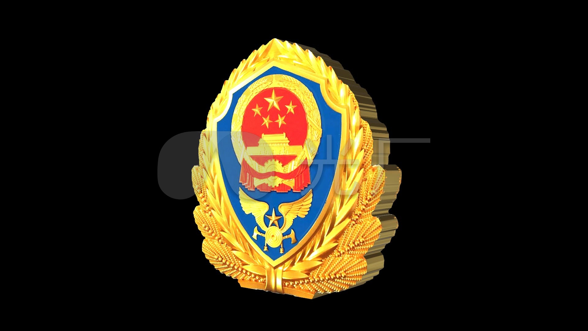 消防警徽logo角标无缝循环旋转_1920x1080_高清视频素材下载(编号