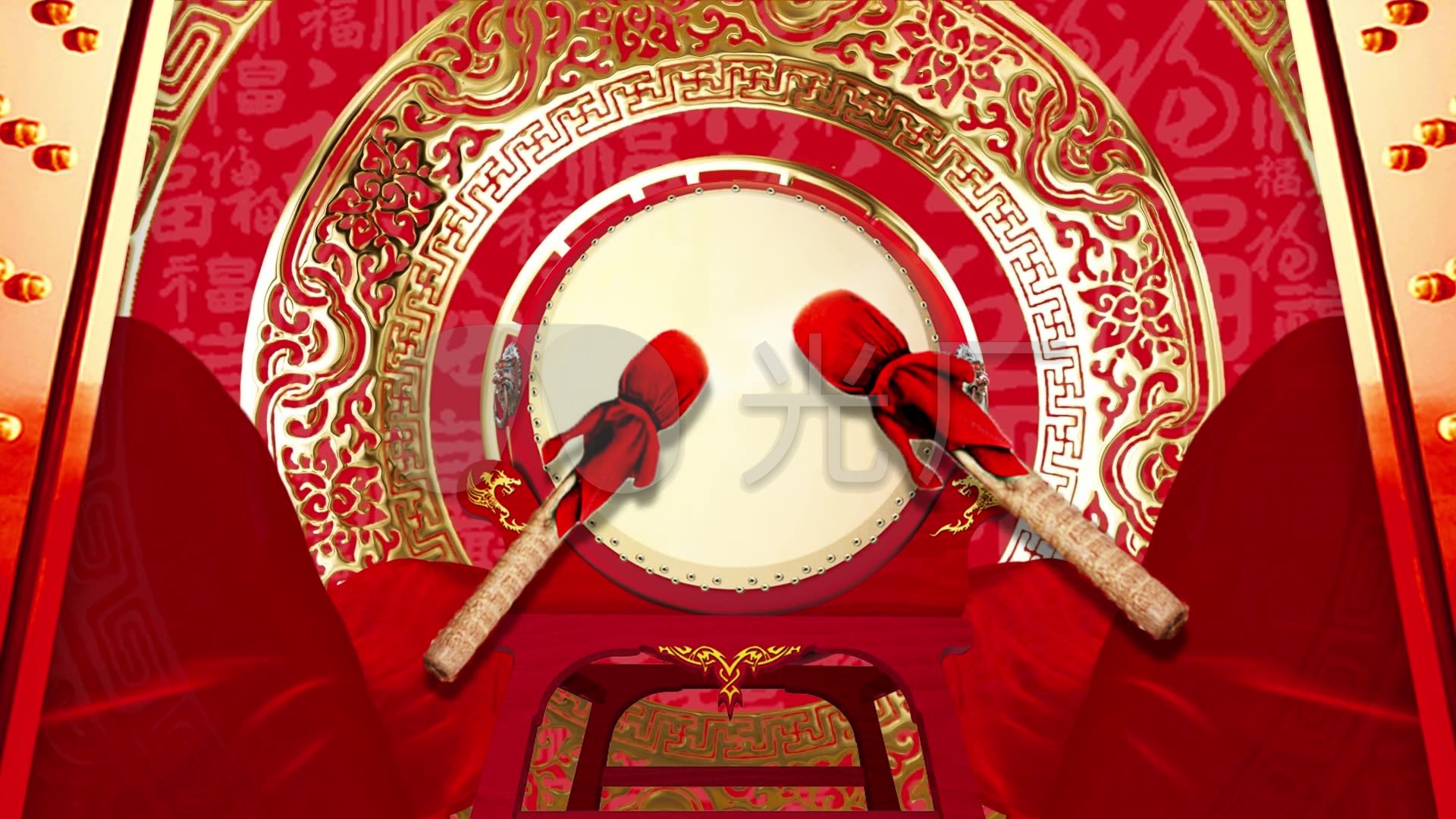 喜庆开门红打鼓背景