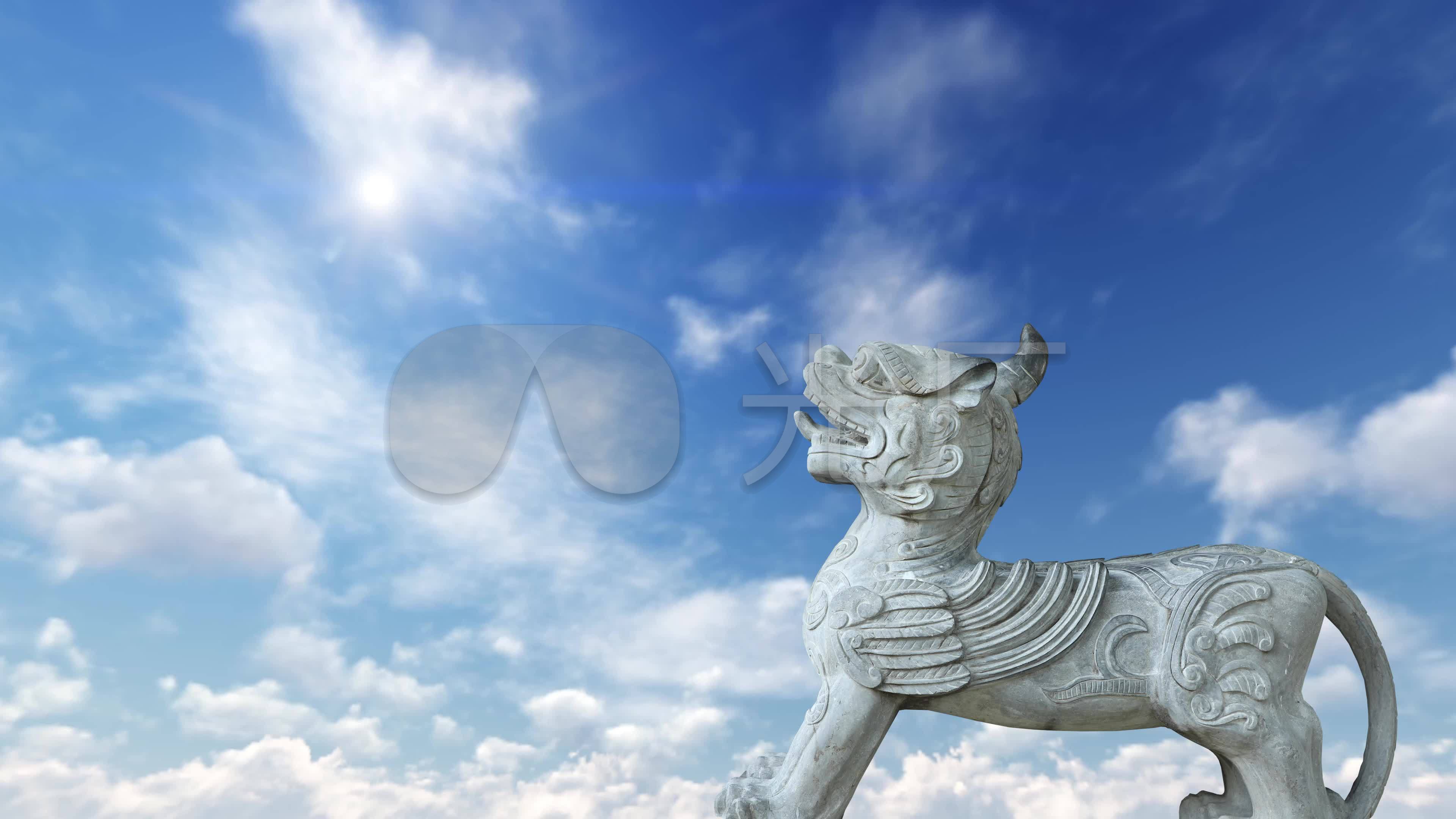廌古代法律象征獬豸4k背景素材_3840x2160_高清视频素材下载(编号