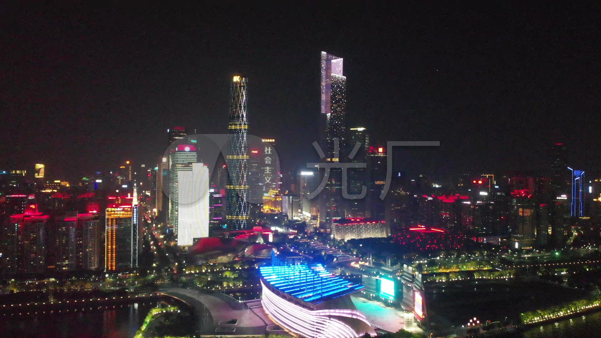 珠江新城夜景航拍