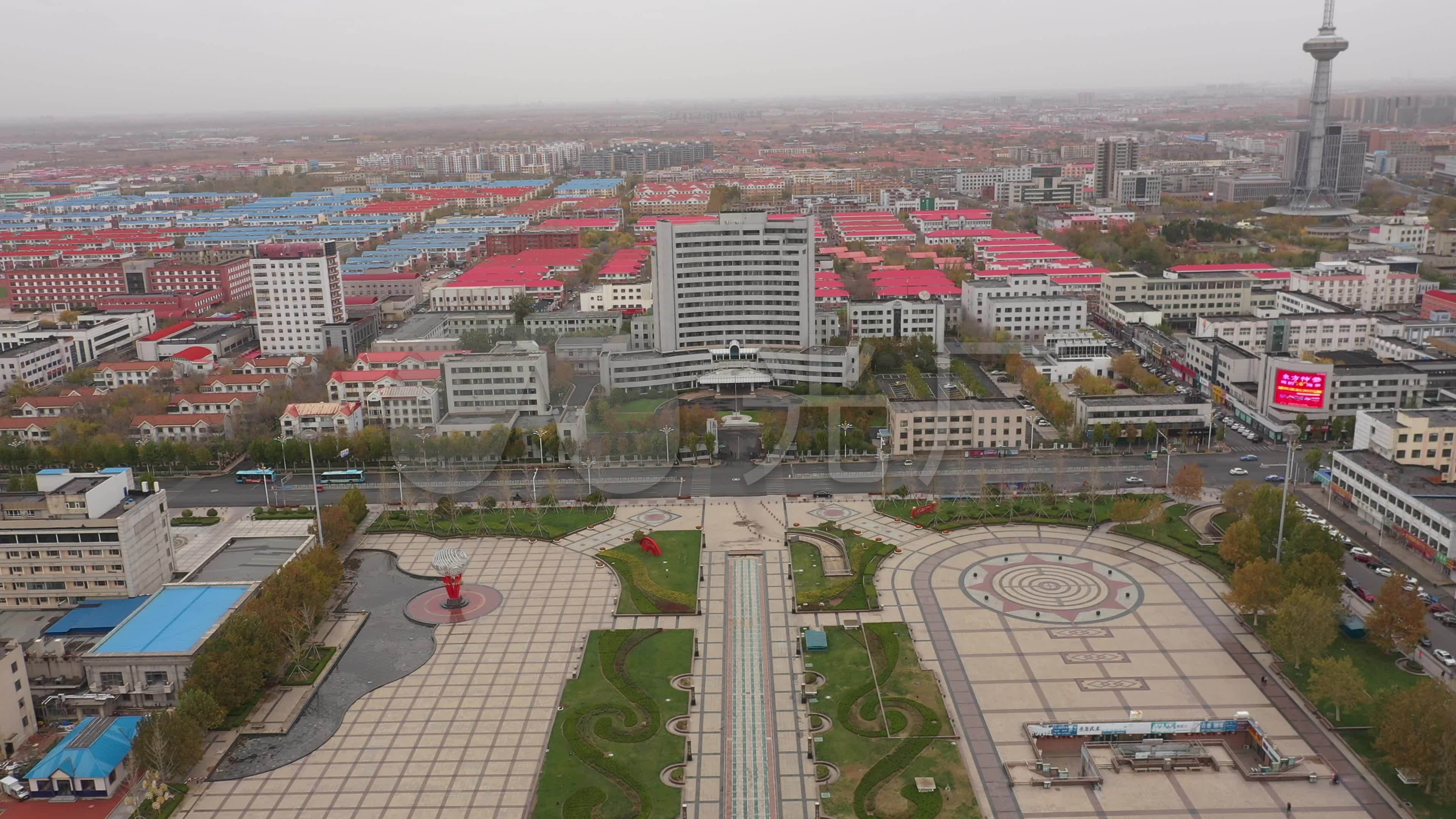 4k-原素材-东营市胜利广场周边航拍_3840x2160_高清
