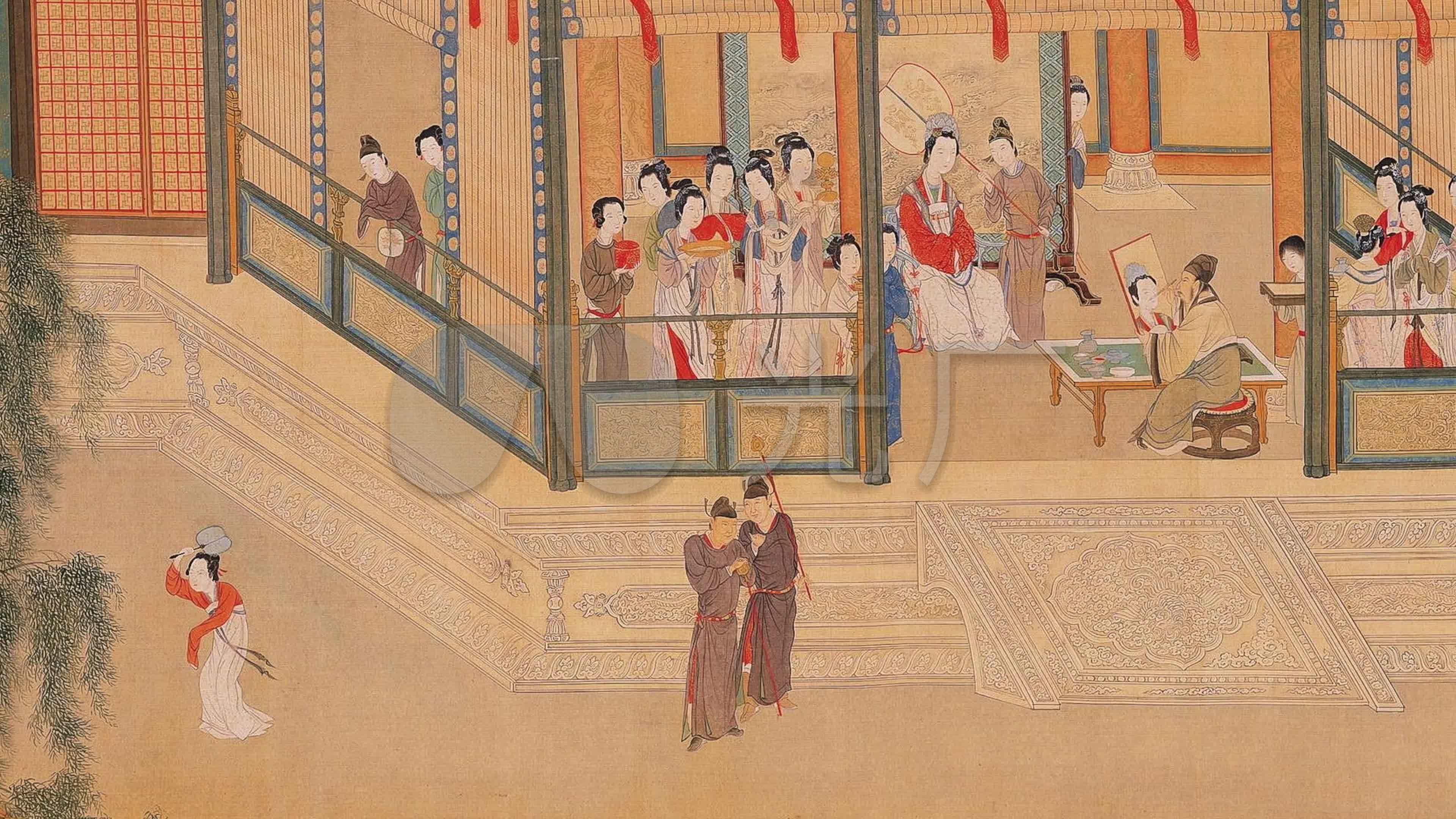 4k汉宫春晓图-古代美女古代宫女宫廷生活_3840x2160
