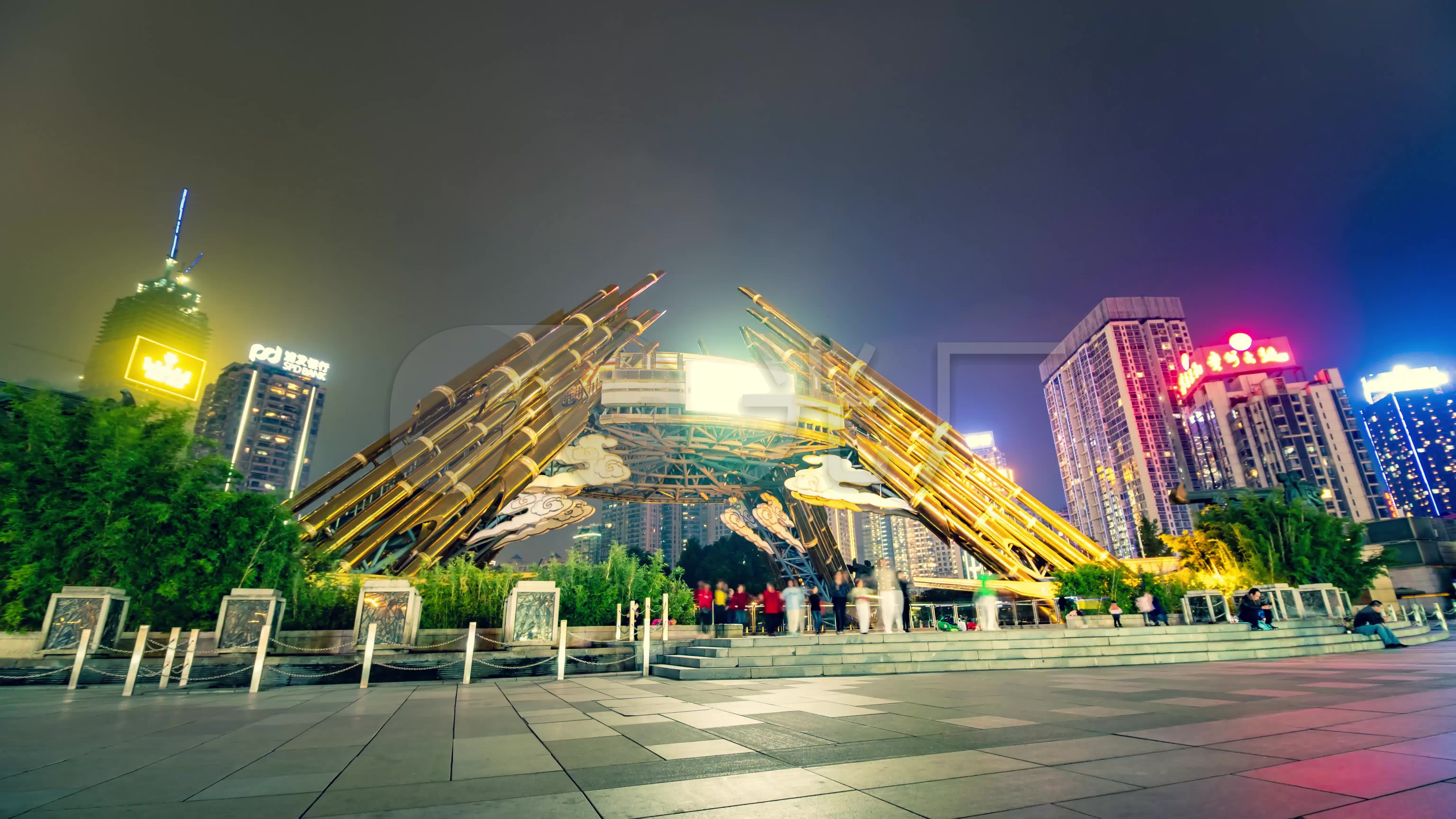 6k贵阳筑城广场夜景_614434_高清素材
