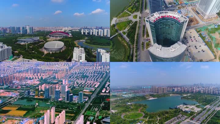 航拍淄博城市地标