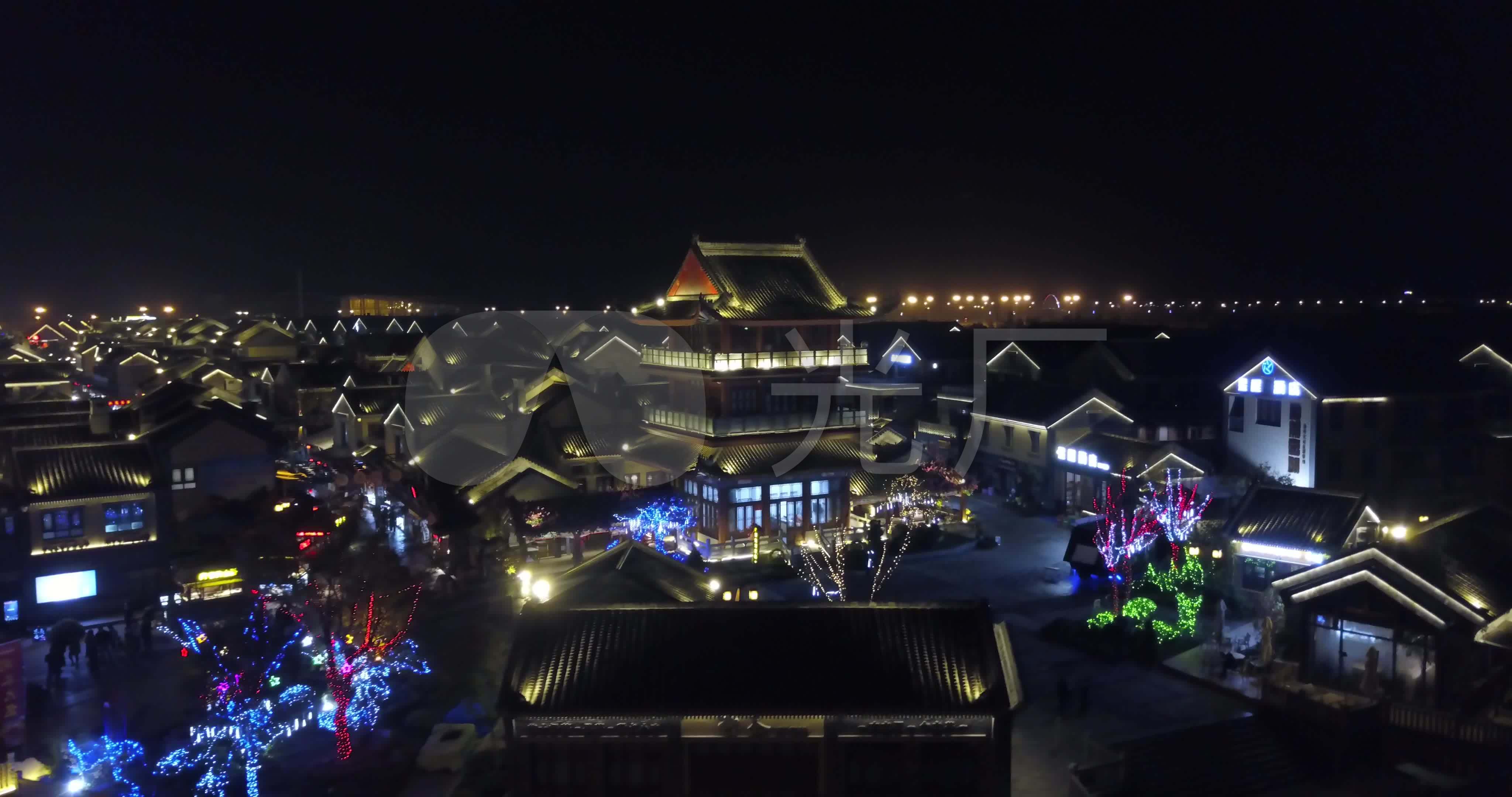 山东日照万平口东夷小镇4k夜景航拍