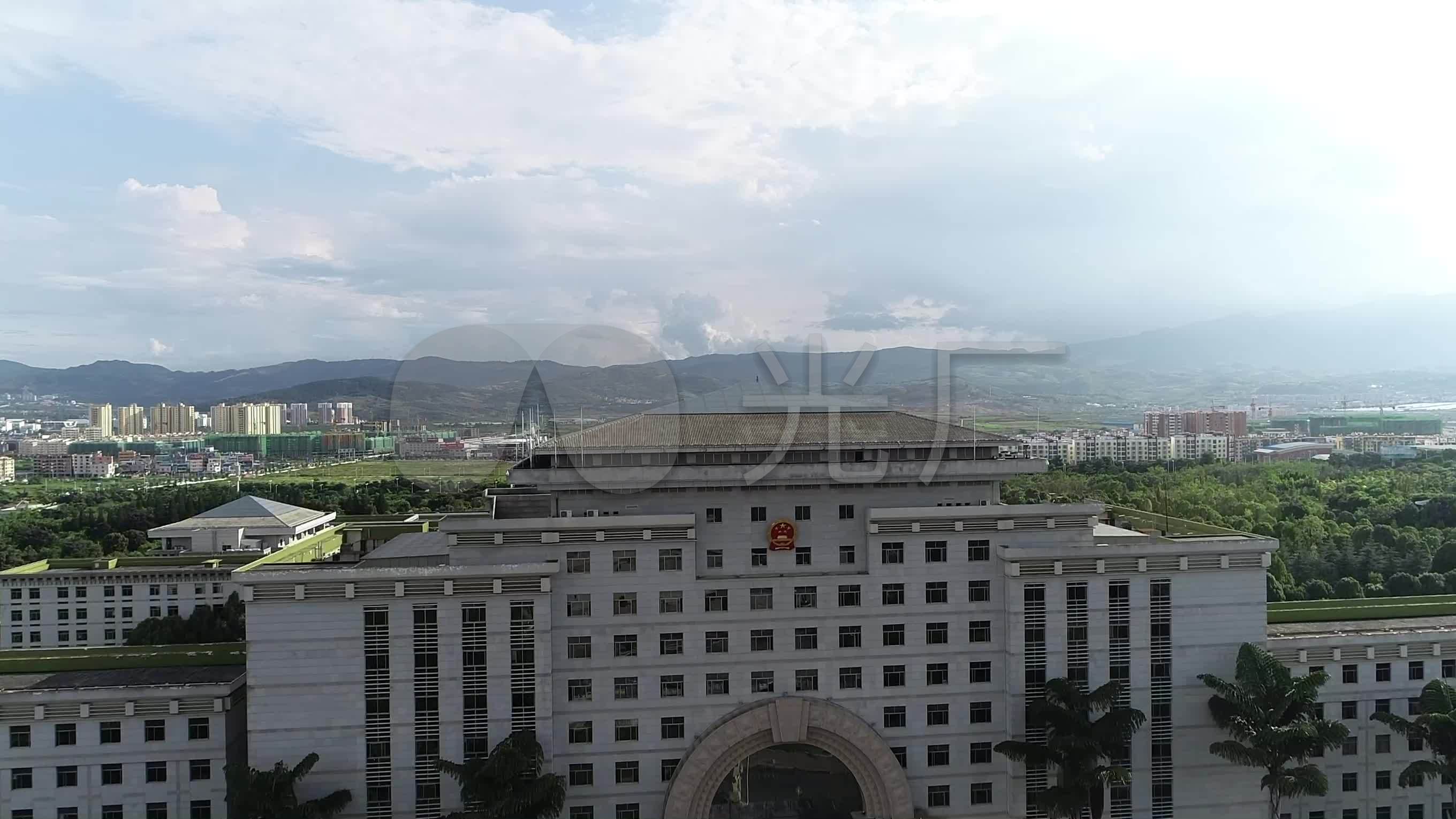 红河州州政府航拍_2720x1530_高清视频素材下载(编号