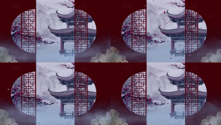 中国风 中式 大观园 水墨 牌楼 戏曲背景 舞蹈 舞台背景 枉凝眉 红楼